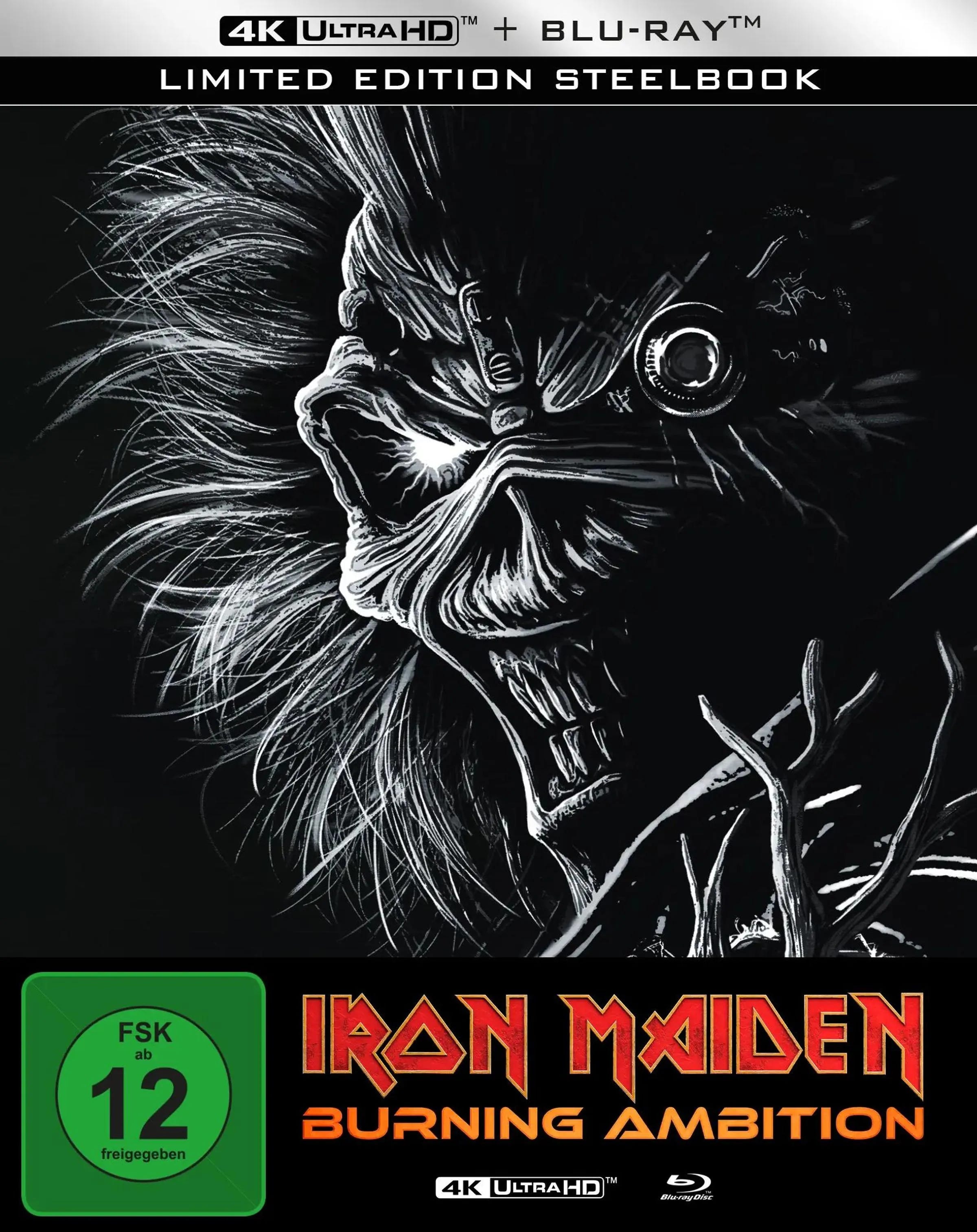 4K UHD Blu-ray-Cover: Iron Maiden: Burning Ambition. Regie: Malcolm Venville