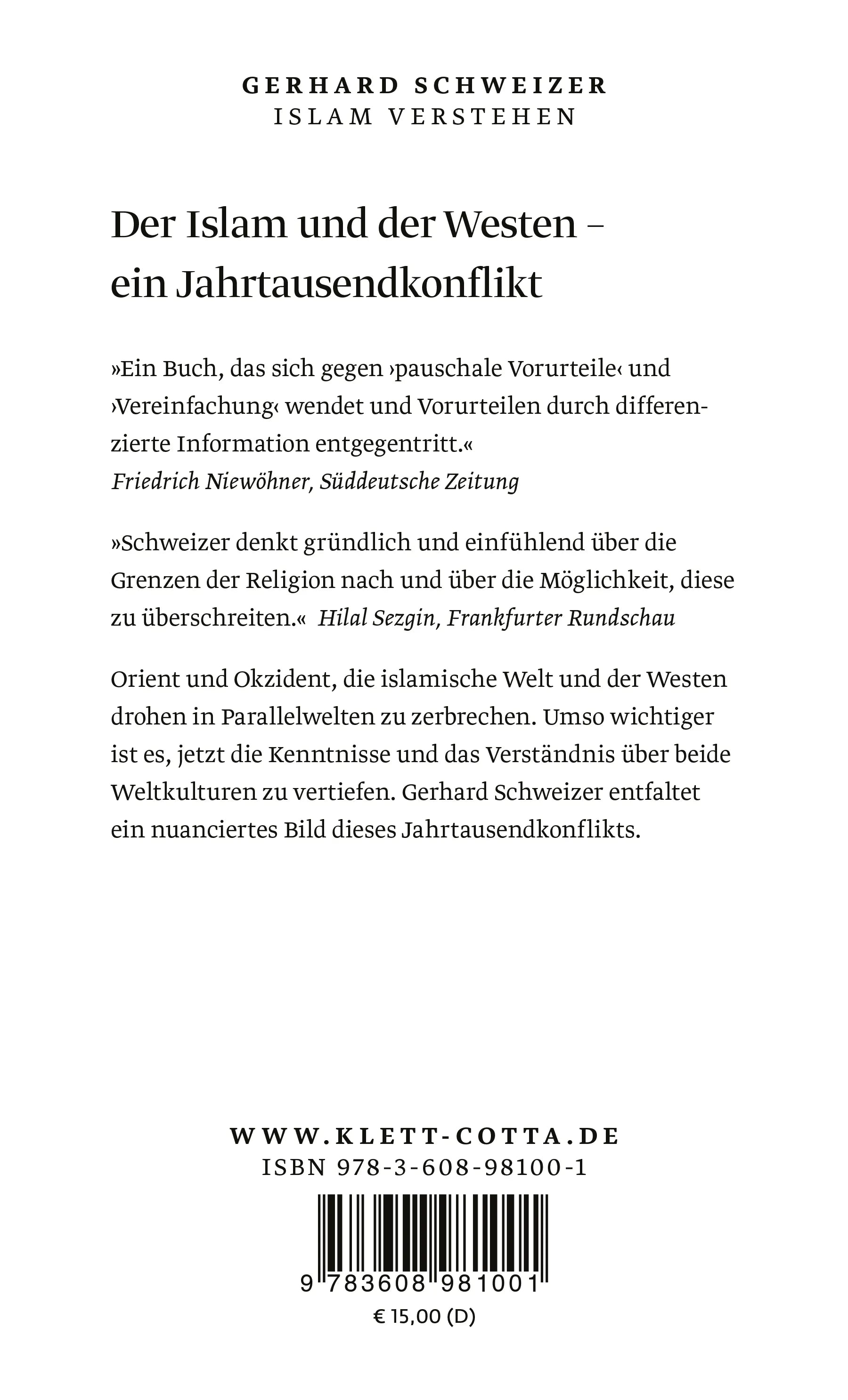 Buchrückseite von 'Islam verstehen' mit Klappentext - Taschenbuch