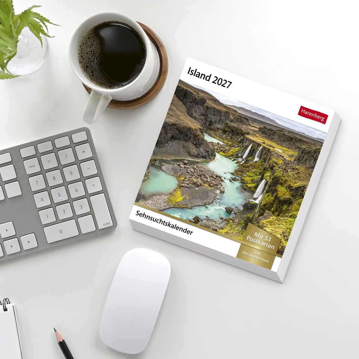Island Sehnsuchtskalender 2027 - Wochenkalender mit 53 Postkarten – Ansicht