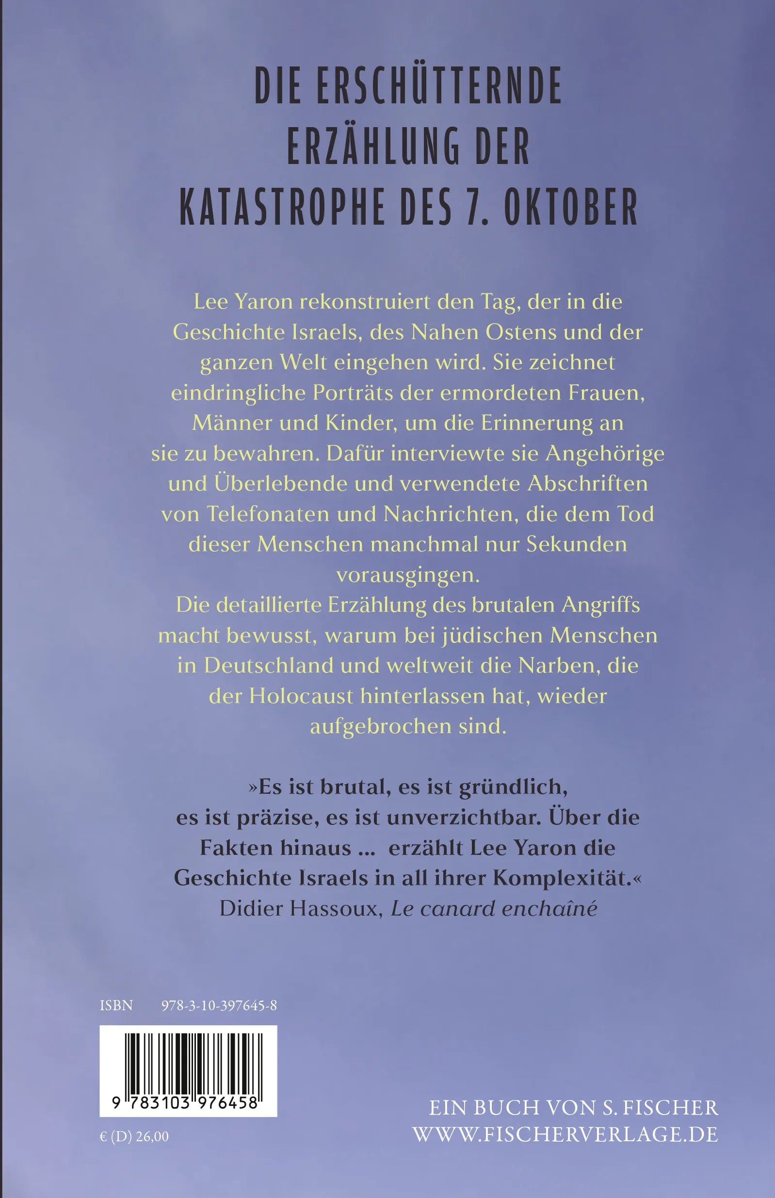 Buchrückseite von 'Israel, 7. Oktober' mit Klappentext - Gebundene Ausgabe
