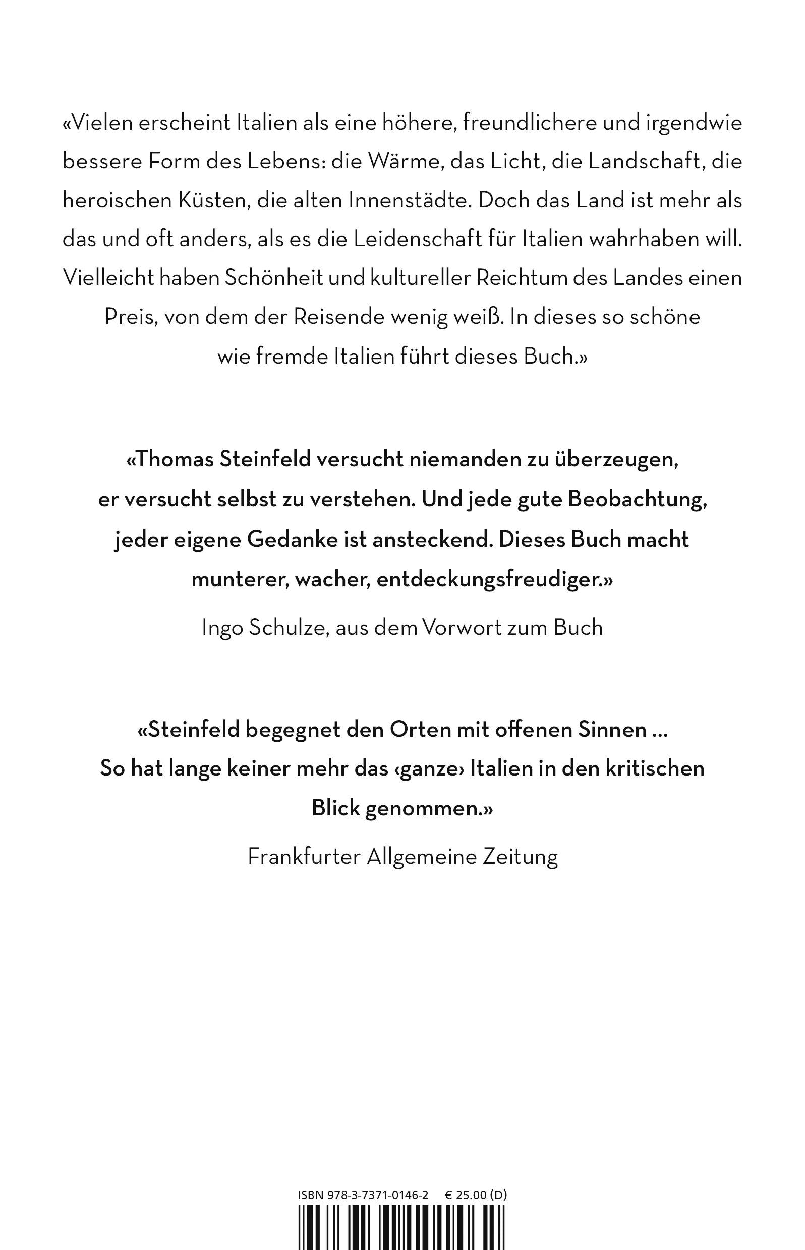 Buchrückseite von 'Italien' mit Klappentext - Paperback