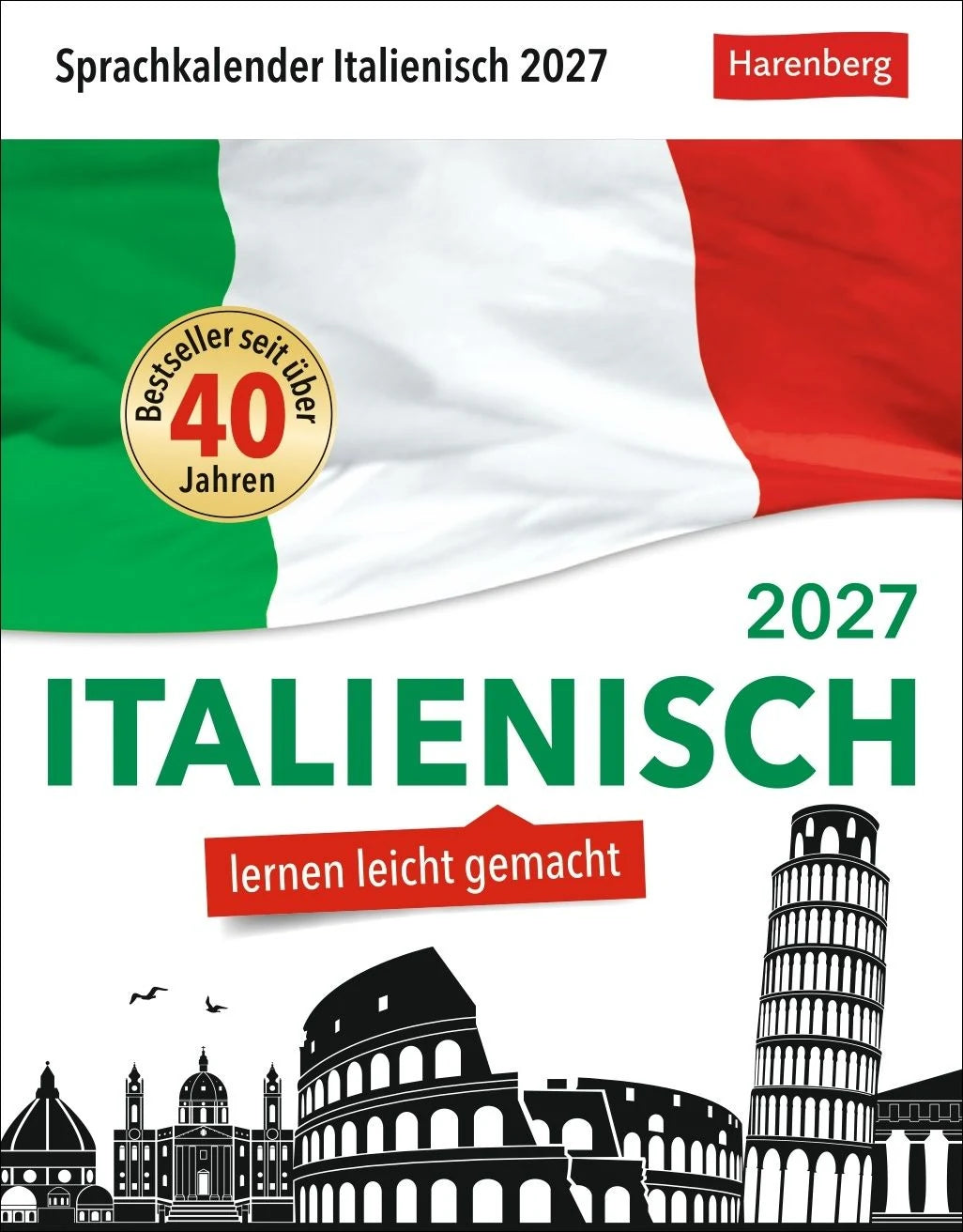 Taschenkalender: Italienisch Sprachkalender 2027 - Italienisch lernen leicht gemacht - Tagesabreißkalender
