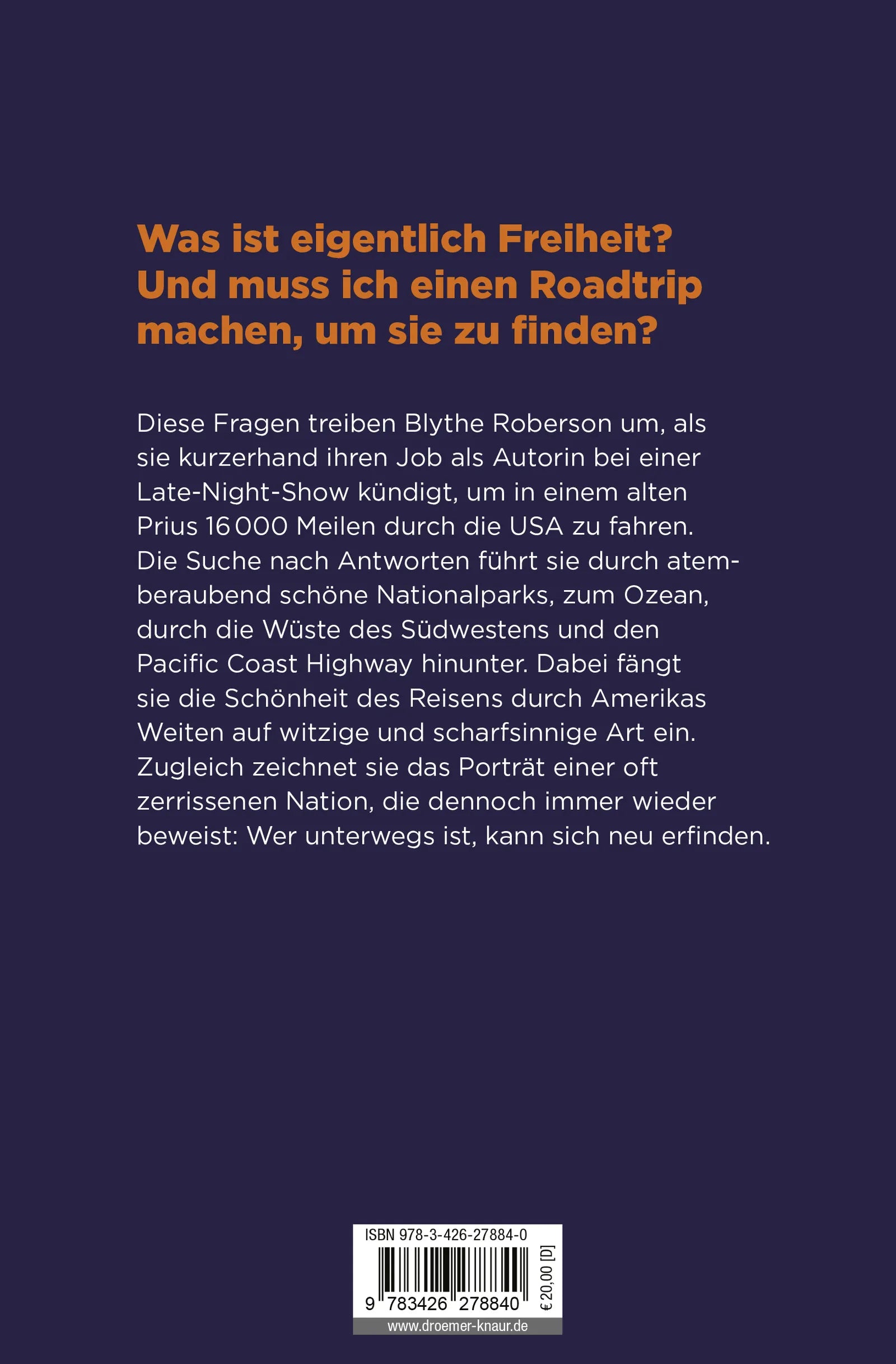 Buchrückseite von 'It's a free country!' mit Klappentext - Paperback