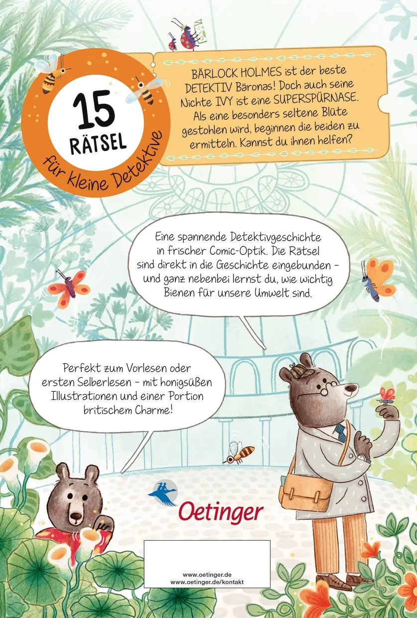 Buchrückseite von 'Ivy und Bärlock Holmes. Fall 1: Die rätselhafte Blume' mit Klappentext - Gebundene Ausgabe