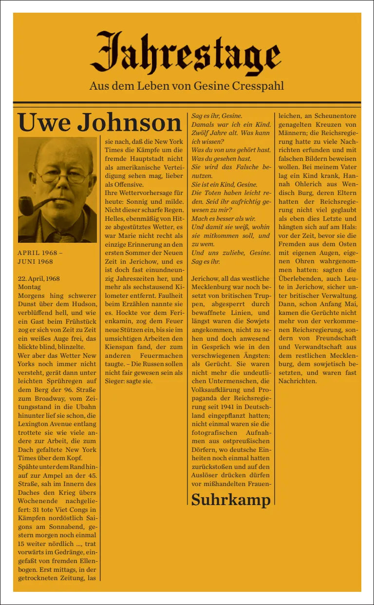 Buchcover von 'Jahrestage 3' - Taschenbuch von Uwe Johnson