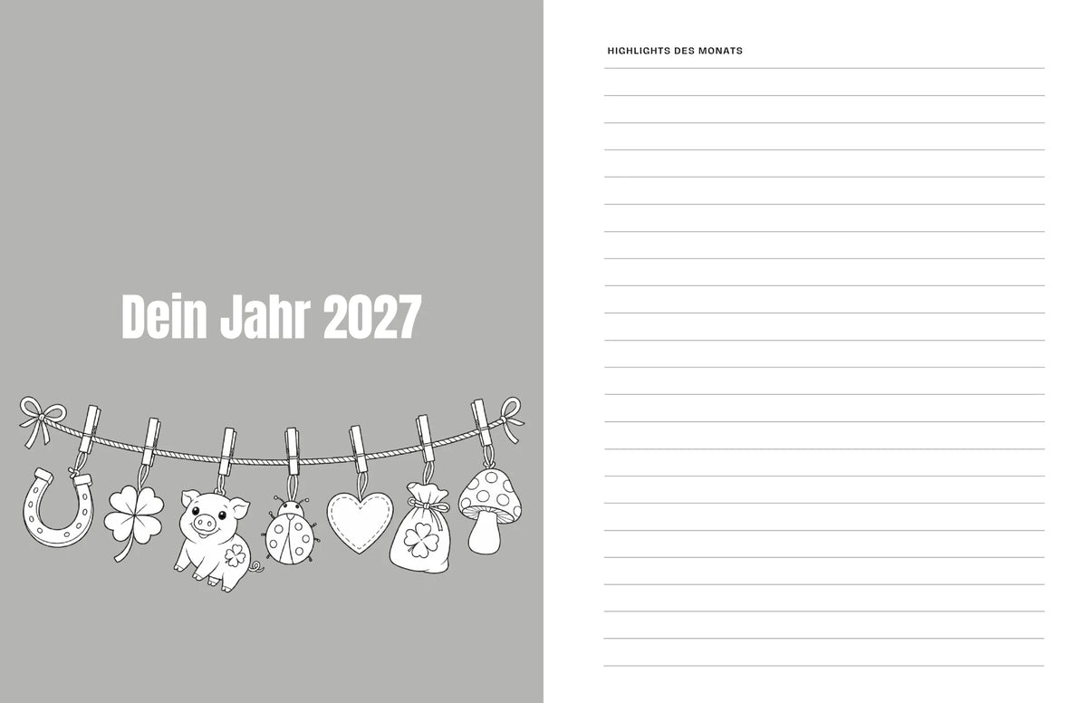 Jahresträume 2027 - Kalender zum Ausmalen, Träumen und Innehalten – Ansicht
