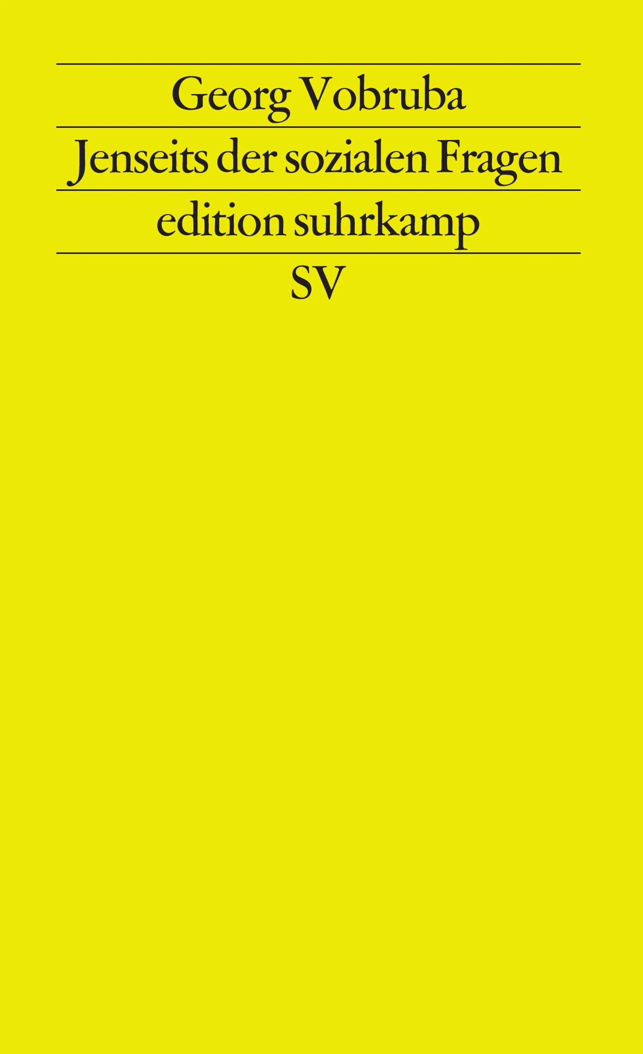 Buchcover von 'Jenseits der sozialen Fragen' - Taschenbuch von Georg Vobruba