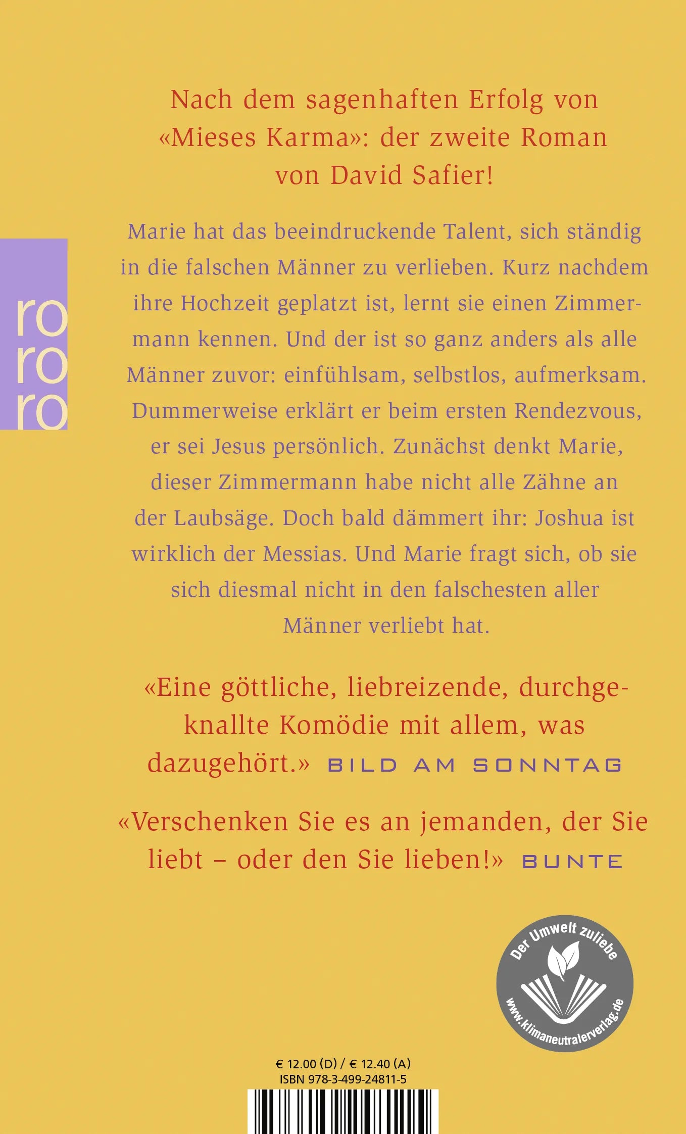 Buchrückseite von 'Jesus liebt mich' mit Klappentext - Taschenbuch