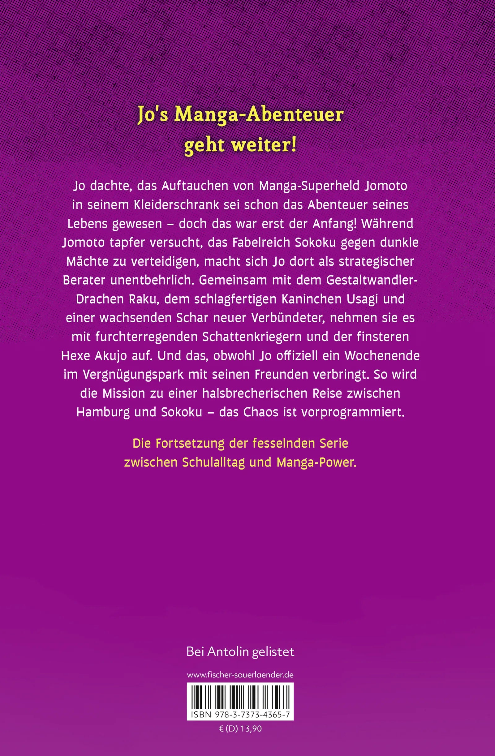 Buchrückseite von 'Jo & Jomoto – Angriff der Ninja' mit Klappentext - Gebundene Ausgabe
