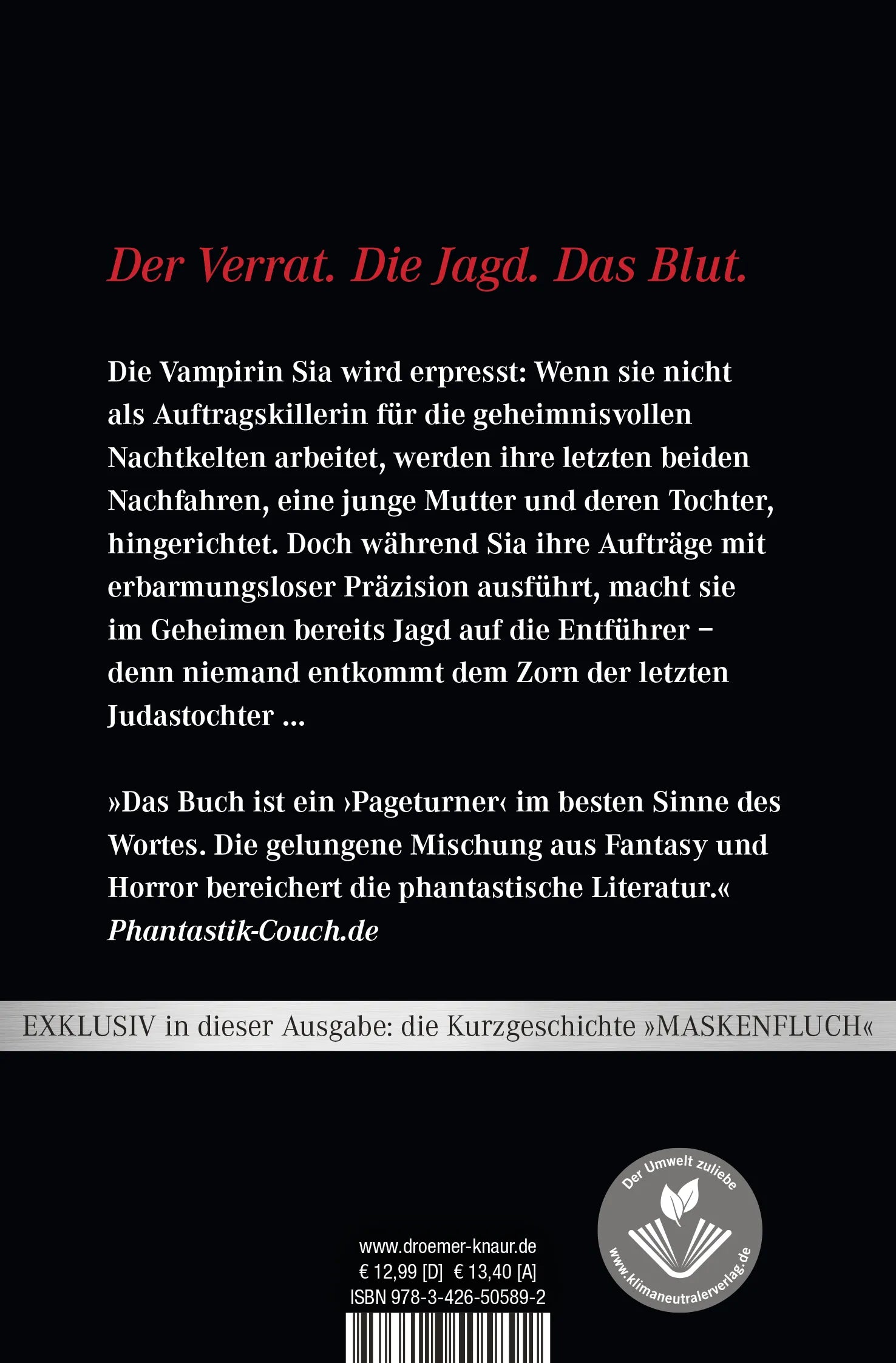 Buchrückseite von 'Judastöchter' mit Klappentext - Taschenbuch