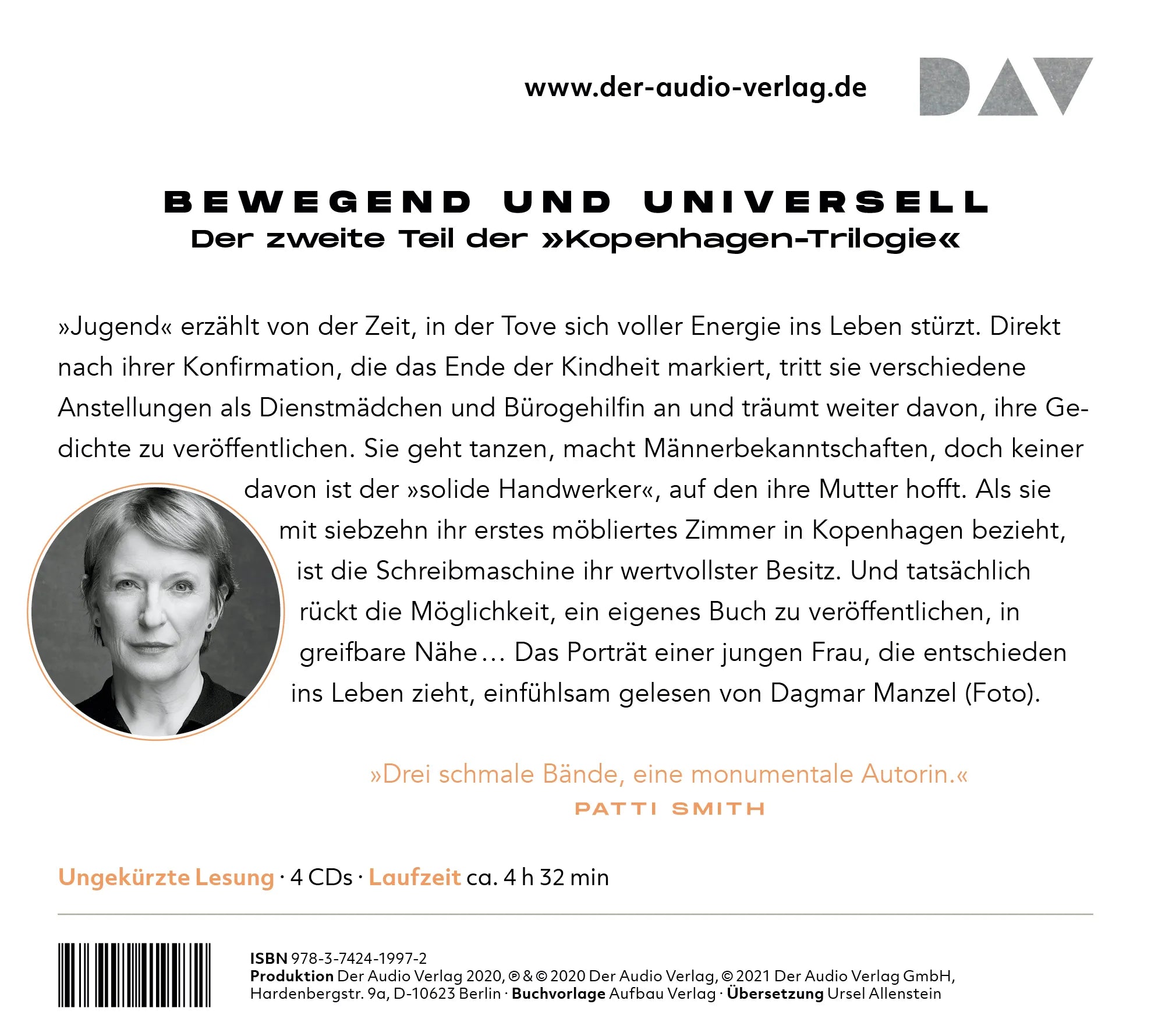 Buchrückseite von 'Jugend' mit Klappentext - Hörbuch (CD)