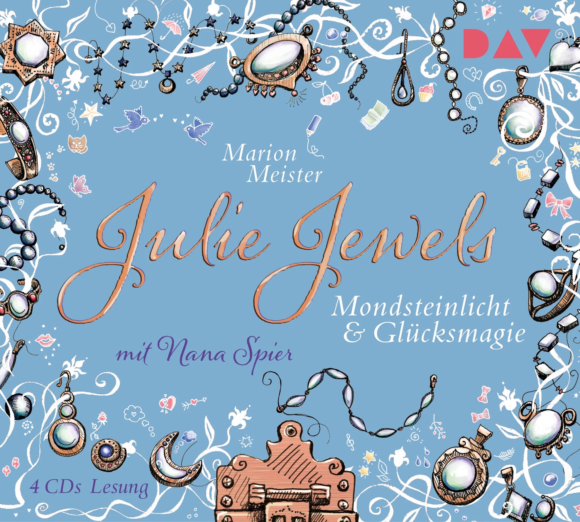Buchcover von 'Julie Jewels – Teil 3: Mondsteinlicht und Glücksmagie' - Hörbuch (CD) von Marion Meister