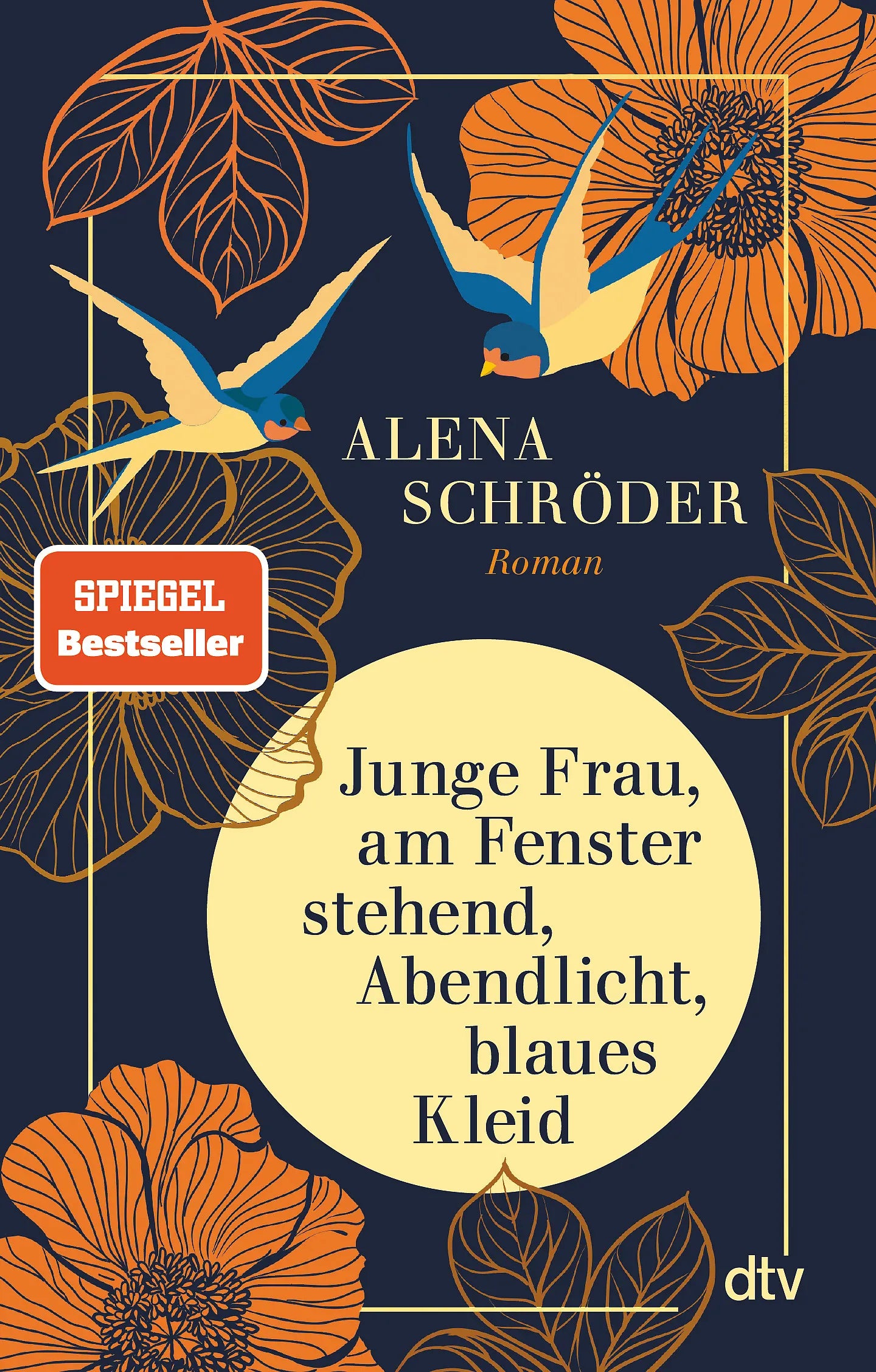 Cover: Junge Frau, am Fenster stehend, Abendlicht, blaues Kleid (Taschenbuch) von Alena Schröder