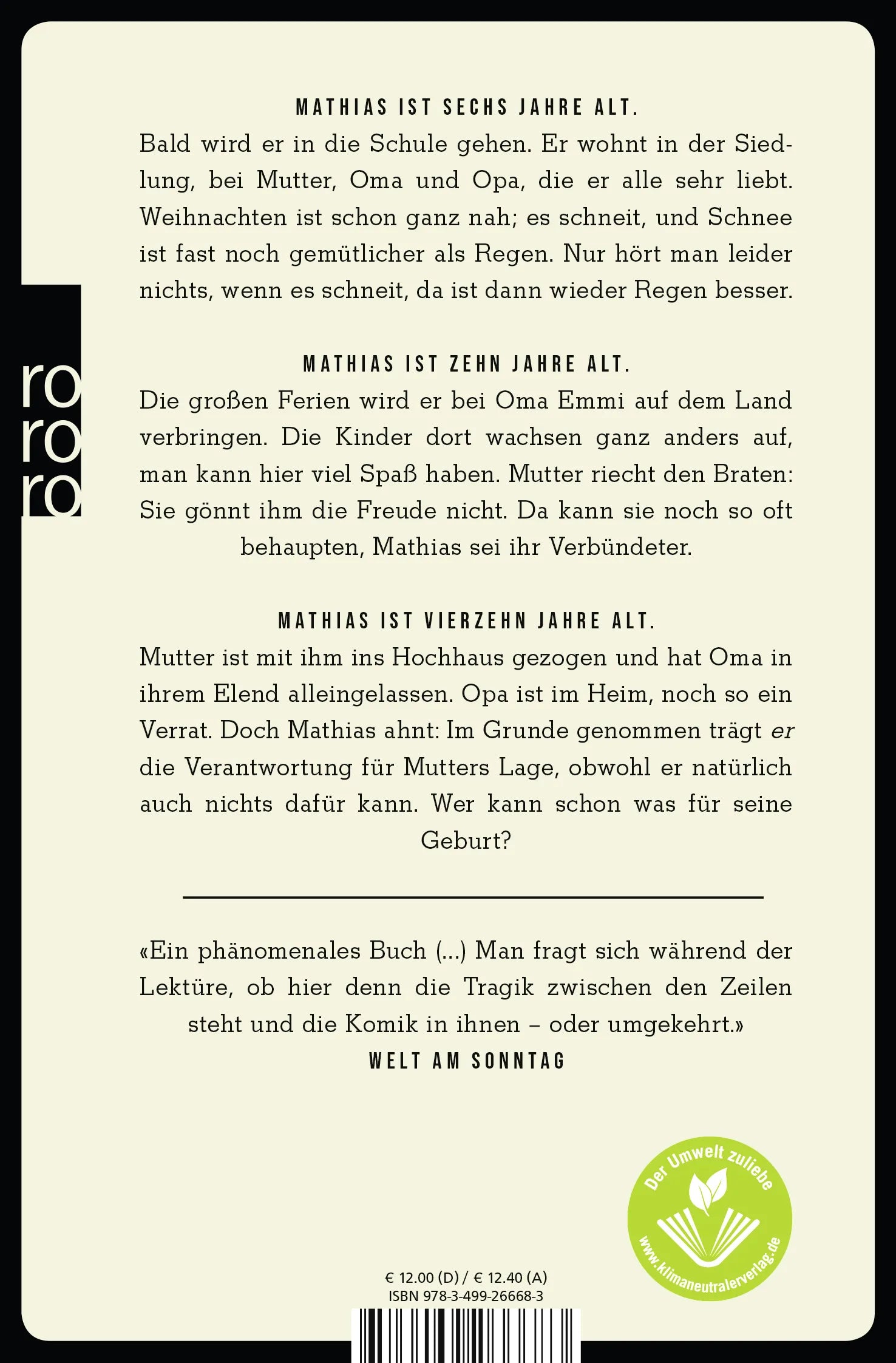 Buchrückseite von 'Junge rettet Freund aus Teich' mit Klappentext - Taschenbuch