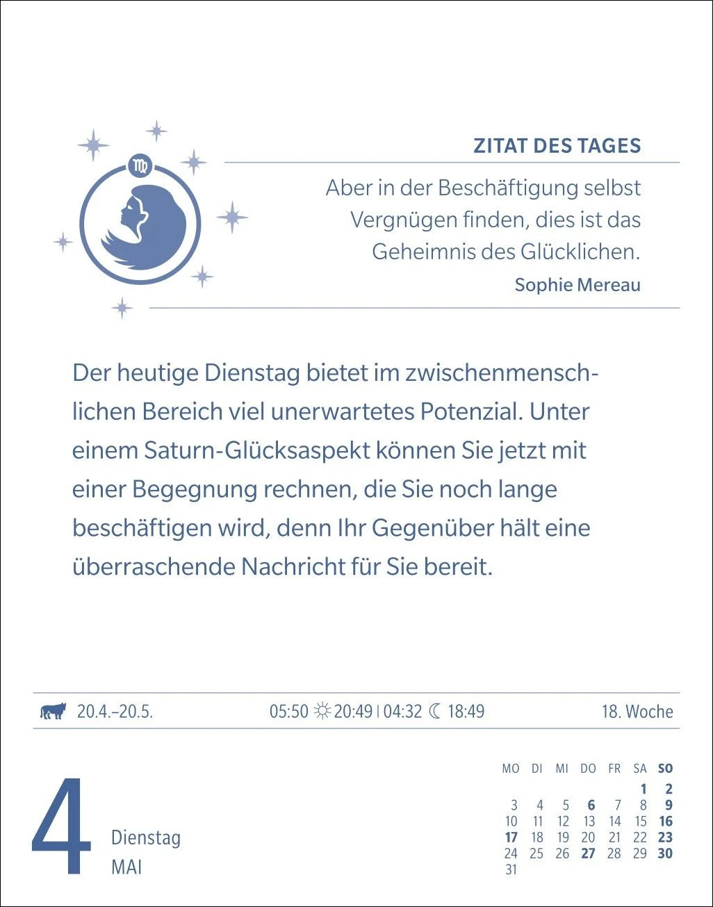 Jungfrau Sternzeichenkalender 2027 - Tagesabreißkalender - Ihr Horoskop für jeden Tag – Ansicht