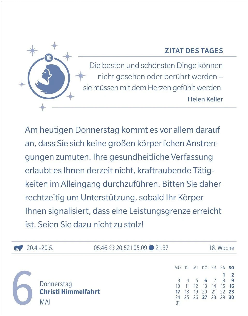 Jungfrau Sternzeichenkalender 2027 - Tagesabreißkalender - Ihr Horoskop für jeden Tag – Ansicht