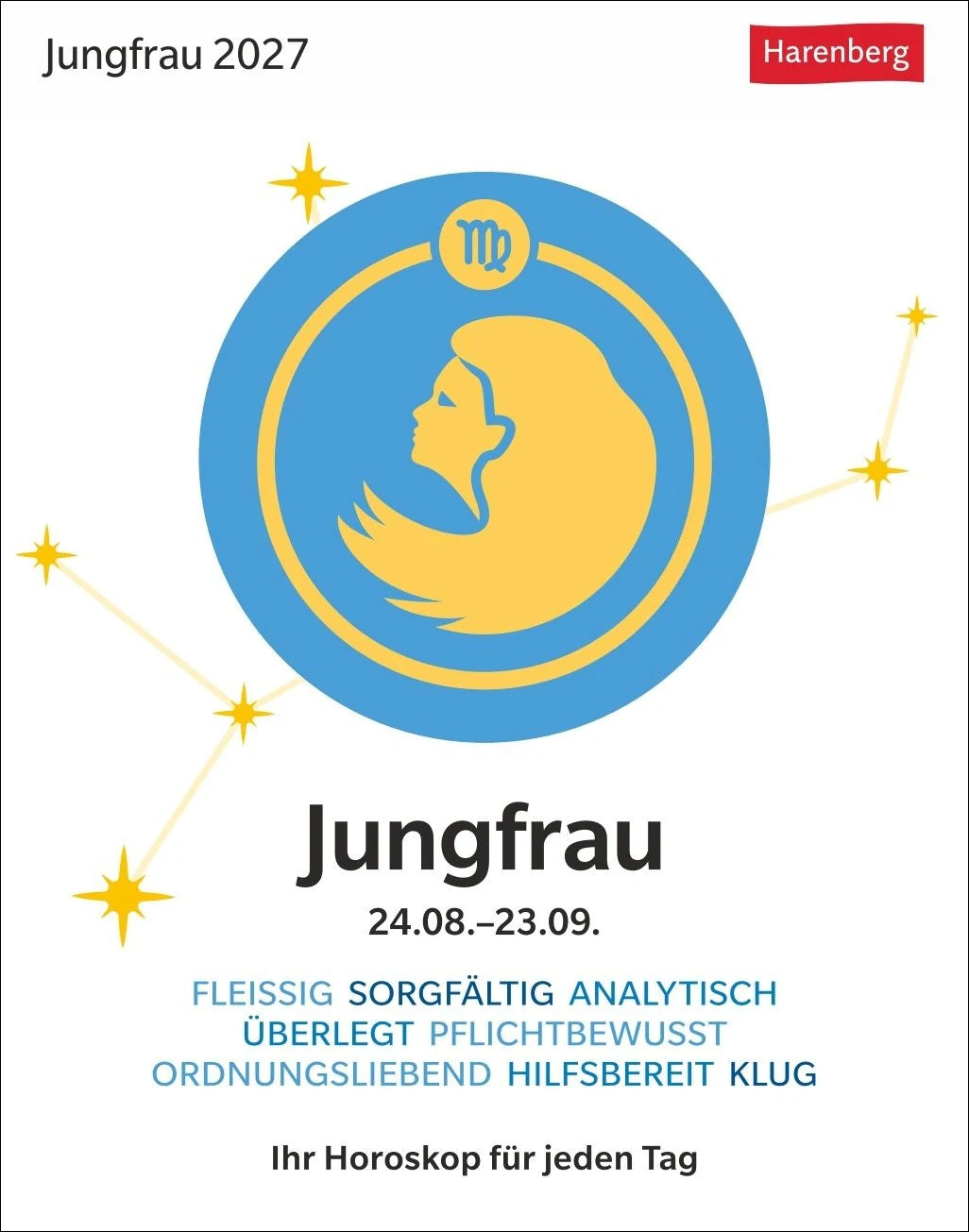 Tischkalender: Jungfrau Sternzeichenkalender 2027 - Tagesabreißkalender - Ihr Horoskop für jeden Tag
