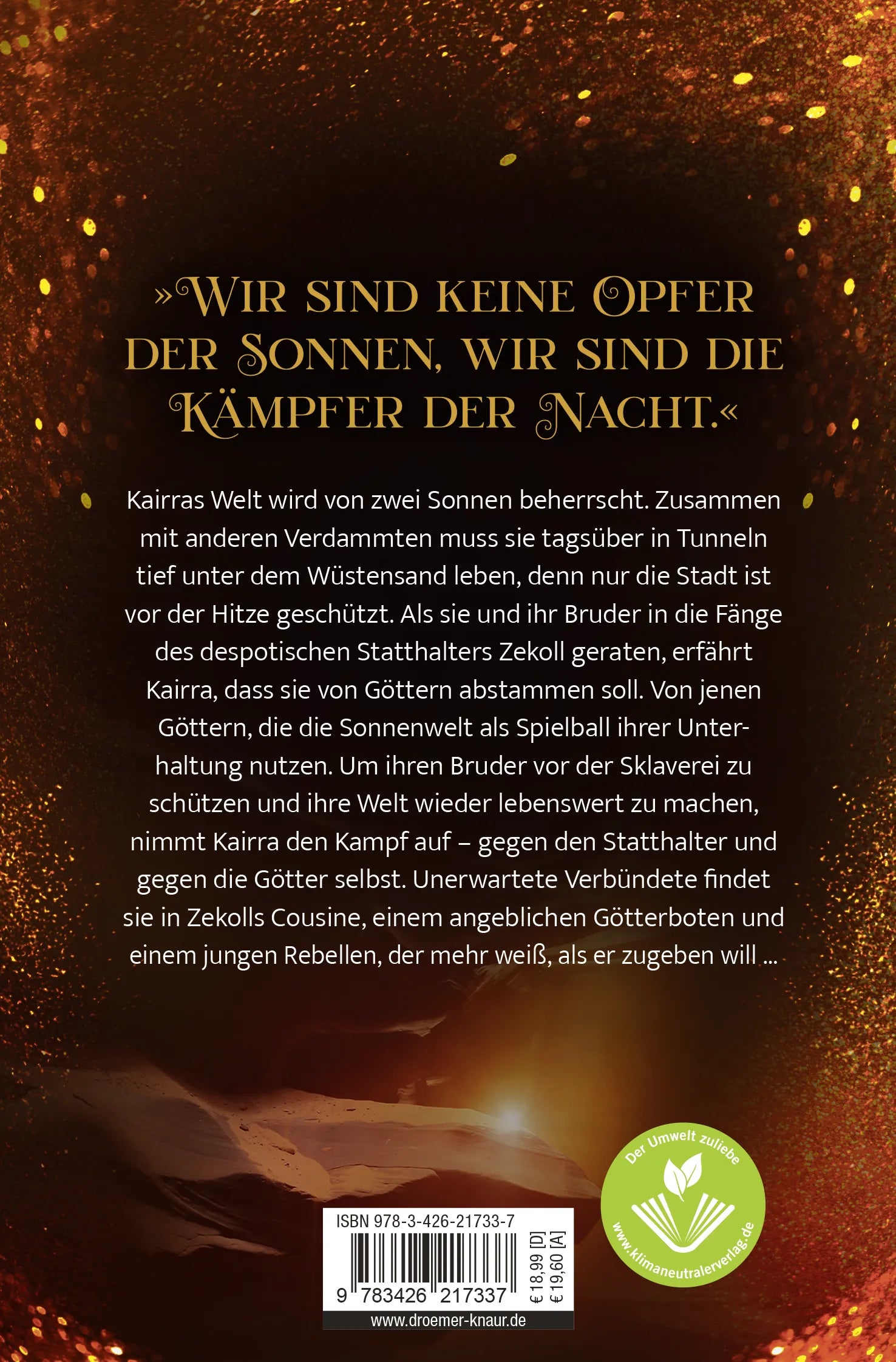 Buchrückseite von 'Kairra. Geschenk der Götter' mit Klappentext - Taschenbuch