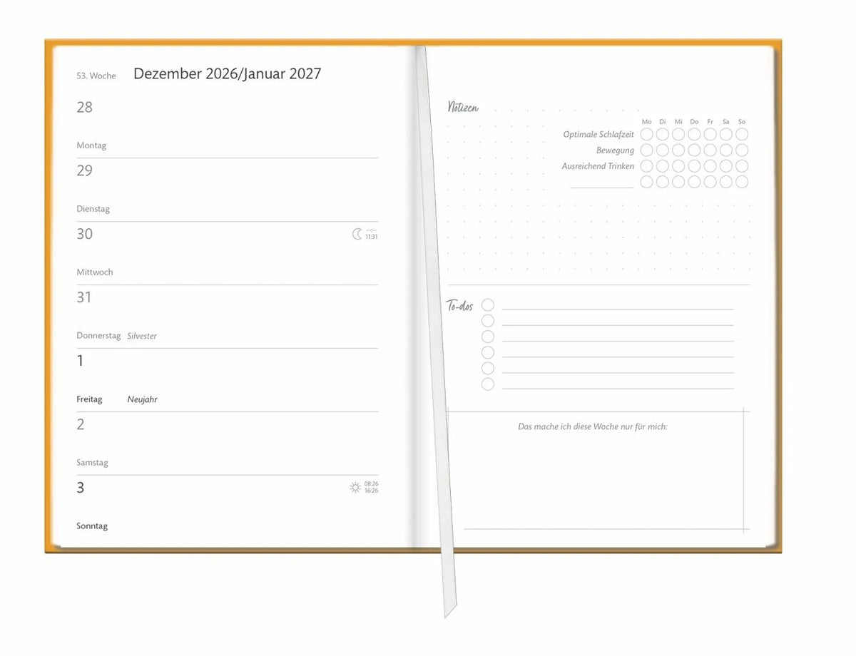 Kalenderbuch A6 gelb 2027 – Ansicht