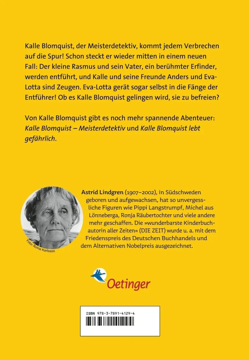 Buchrückseite von 'Kalle Blomquist 3. Eva-Lotta und Rasmus' mit Klappentext - Gebundene Ausgabe