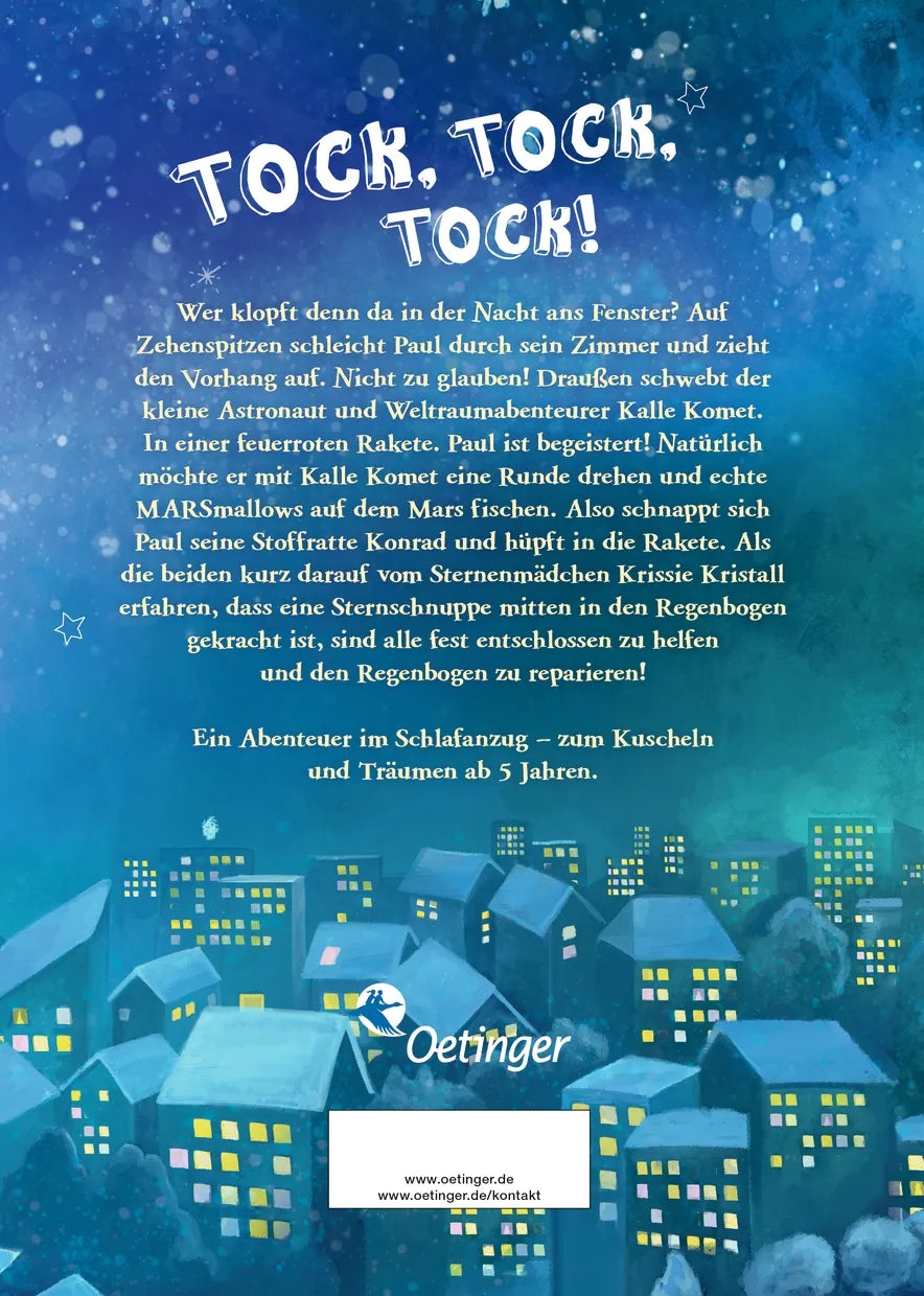 Buchrückseite von 'Kalle Komet 1' mit Klappentext - Gebundene Ausgabe
