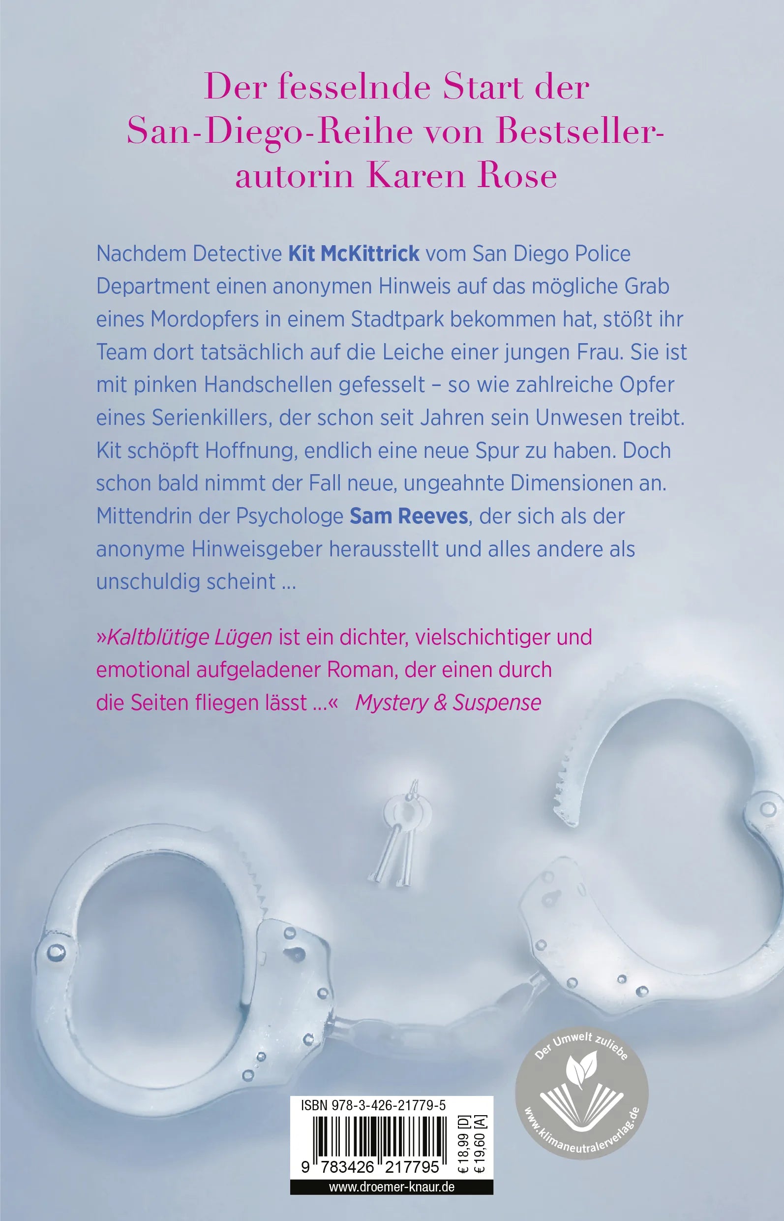 Buchrückseite von 'Kaltblütige Lügen' mit Klappentext - Paperback