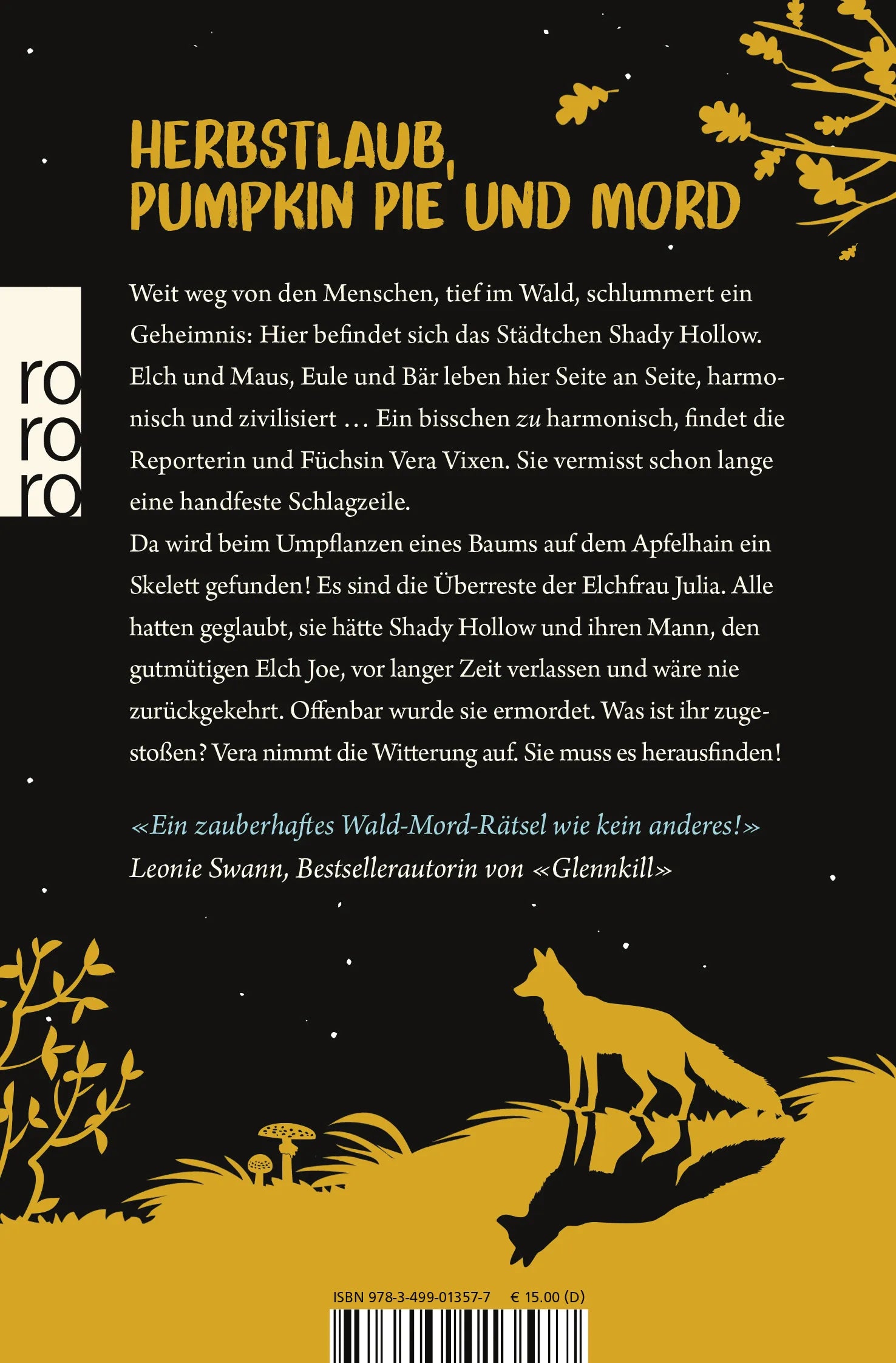 Buchrückseite von 'Kalte Spur in Shady Hollow' mit Klappentext - Taschenbuch