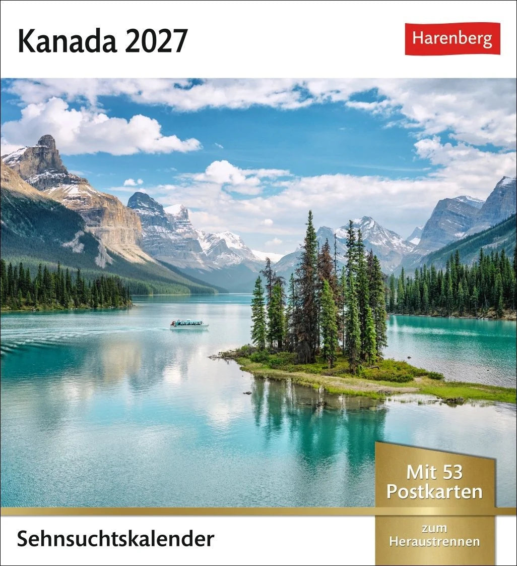 Postkartenkalender: Kanada Sehnsuchtskalender 2027 - Wochenkalender mit 53 Postkarten