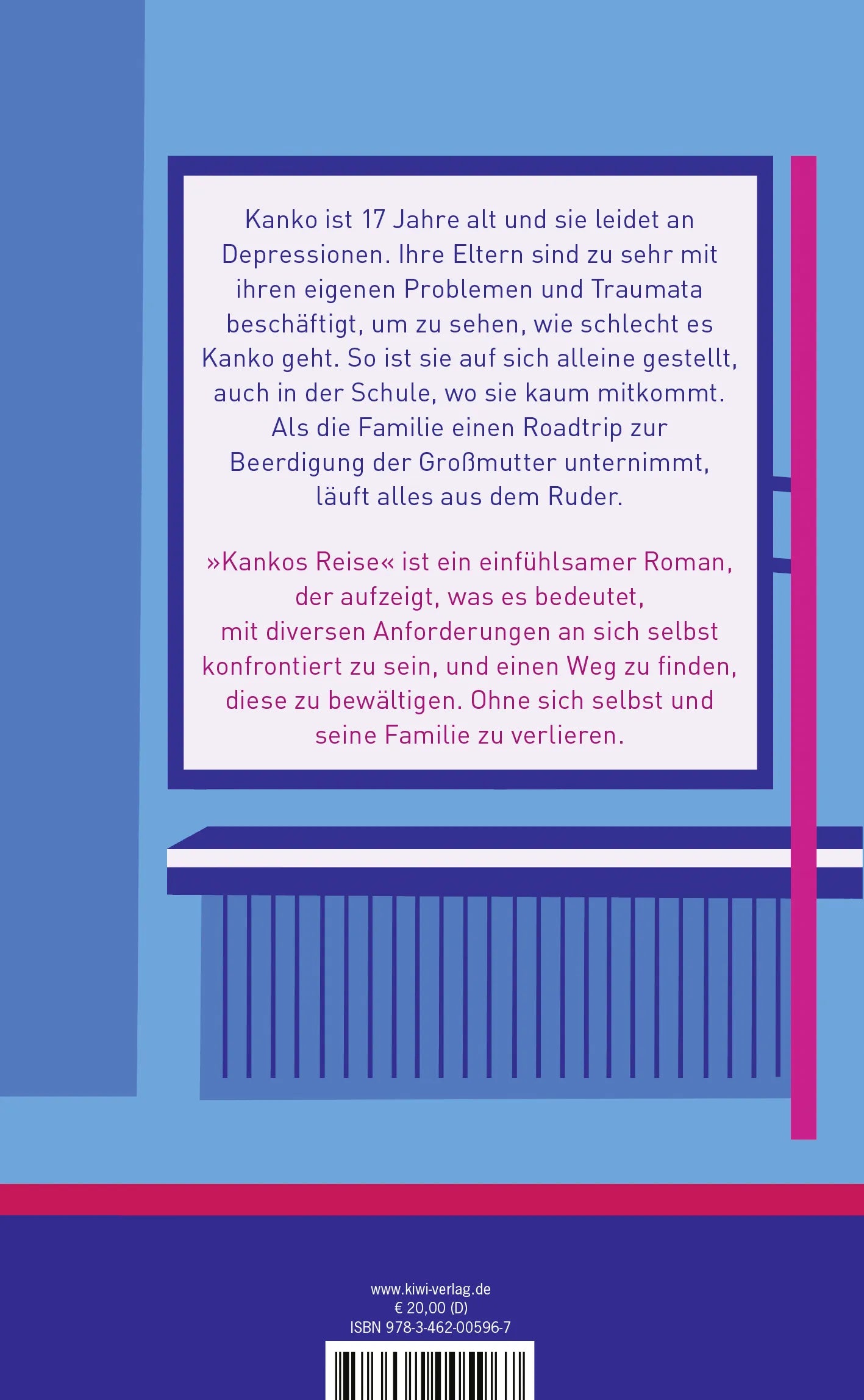 Buchrückseite von 'Kankos Reise' mit Klappentext - Gebundene Ausgabe