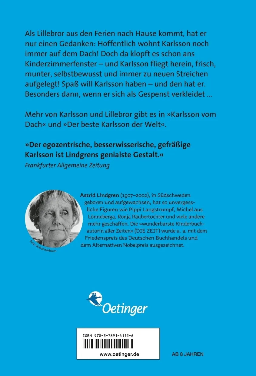 Buchrückseite von 'Karlsson vom Dach 2. Karlsson fliegt wieder' mit Klappentext - Gebundene Ausgabe