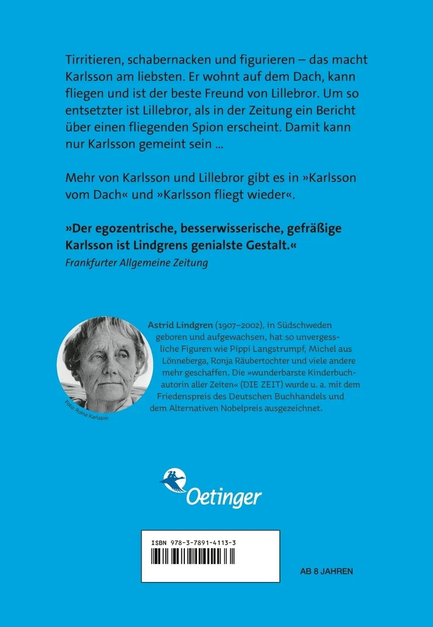 Buchrückseite von 'Karlsson vom Dach 3. Der beste Karlsson der Welt' mit Klappentext - Gebundene Ausgabe