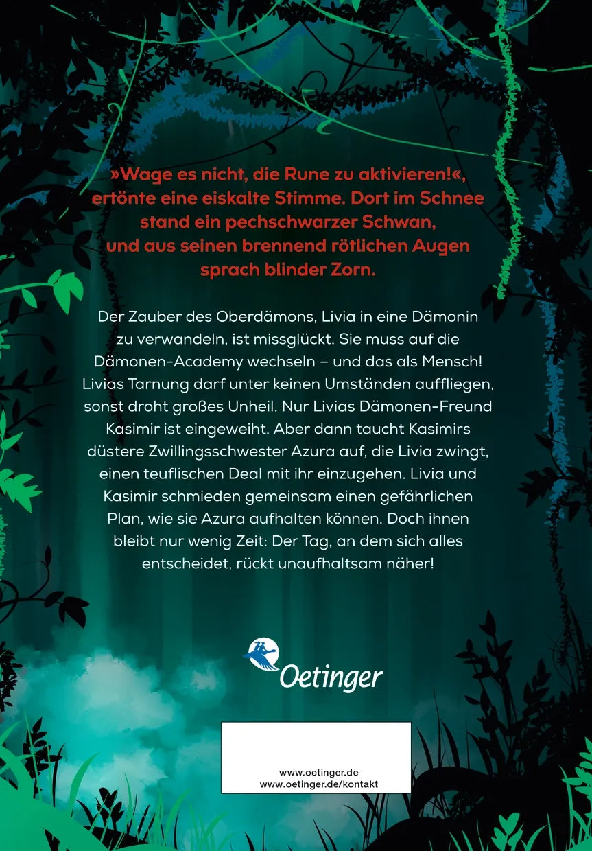 Buchrückseite von 'Karma Drama 2. Dämonische Bestimmung' mit Klappentext - Gebundene Ausgabe