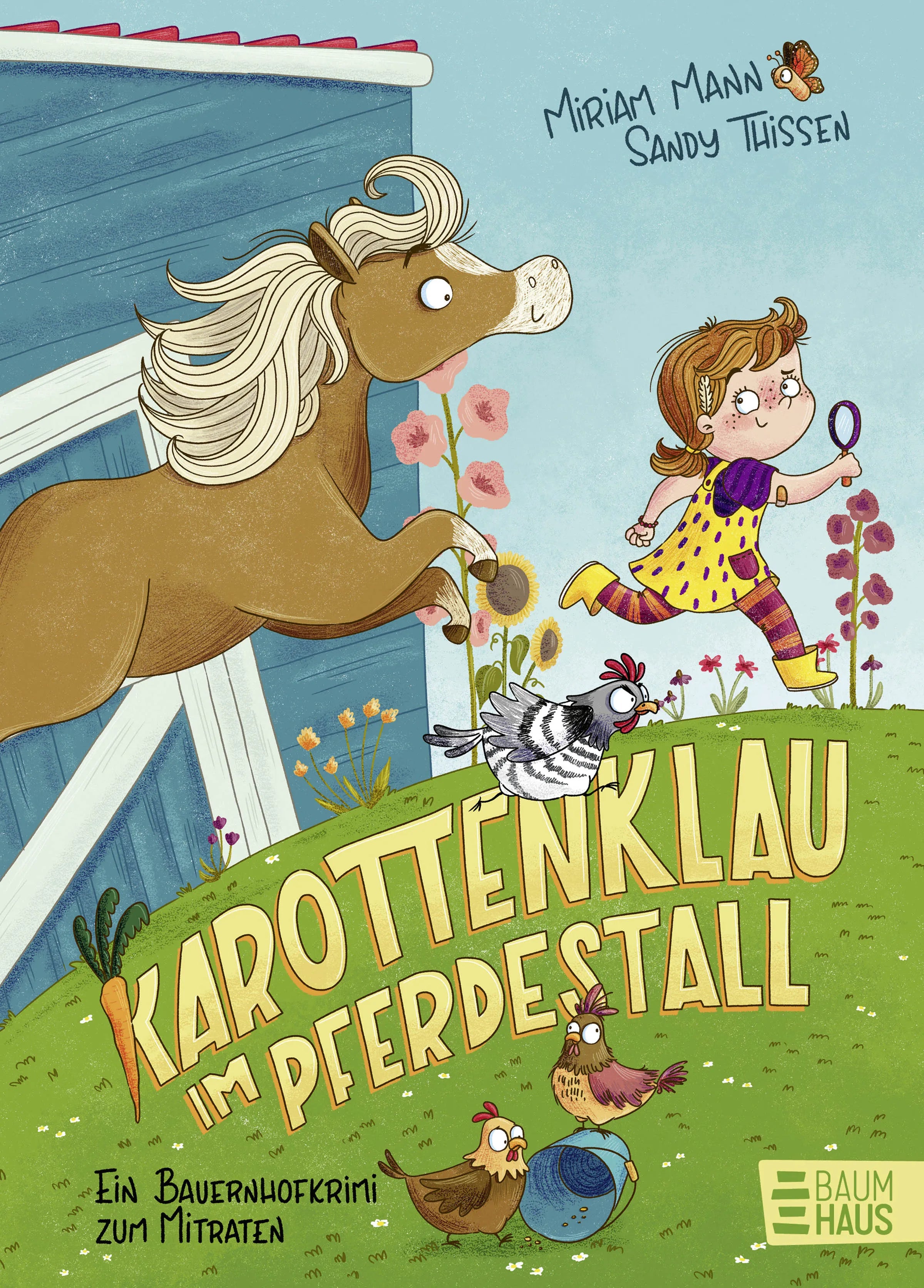 Buchcover von 'Karottenklau im Pferdestall - Ein Bauernhofkrimi zum Mitraten' - Gebundene Ausgabe von Miriam Mann
