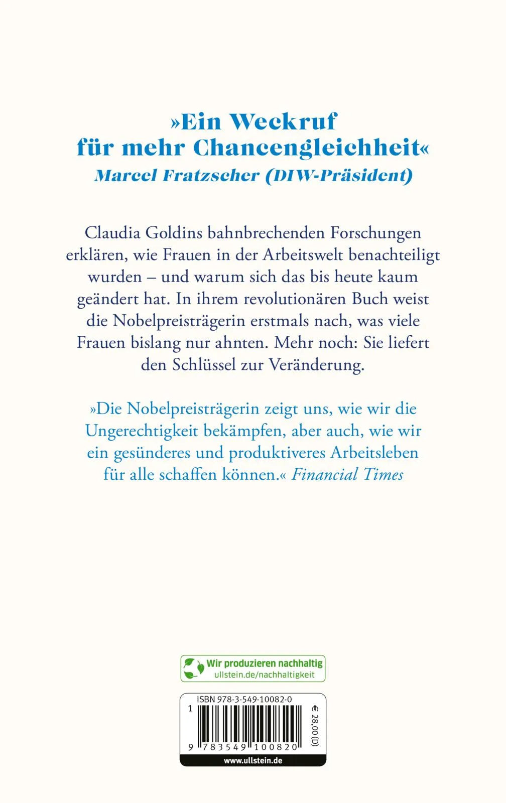 Buchrückseite von 'Karriere und Familie' mit Klappentext - Gebundene Ausgabe