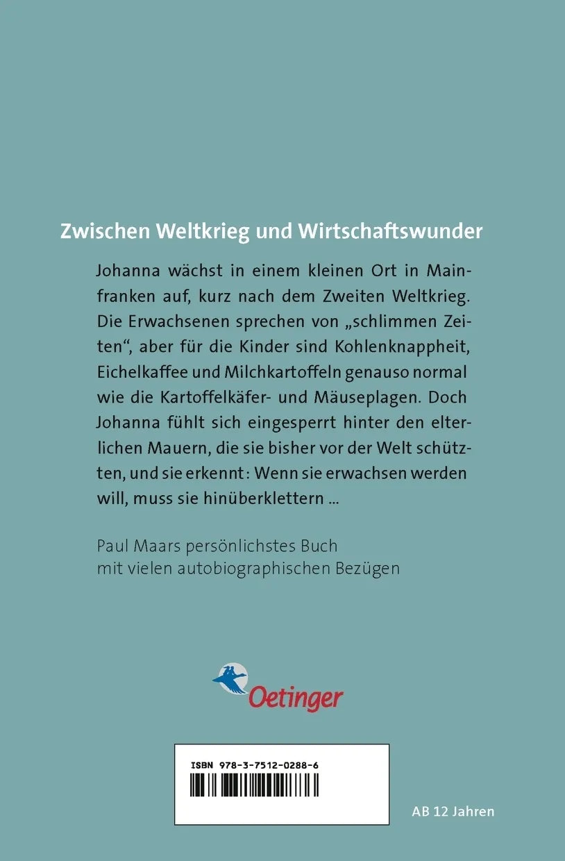Buchrückseite von 'Kartoffelkäferzeiten' mit Klappentext - Taschenbuch