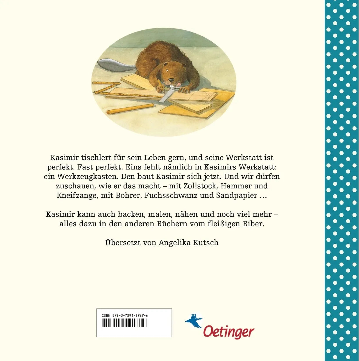 Buchrückseite von 'Kasimir tischlert' mit Klappentext - Gebundene Ausgabe
