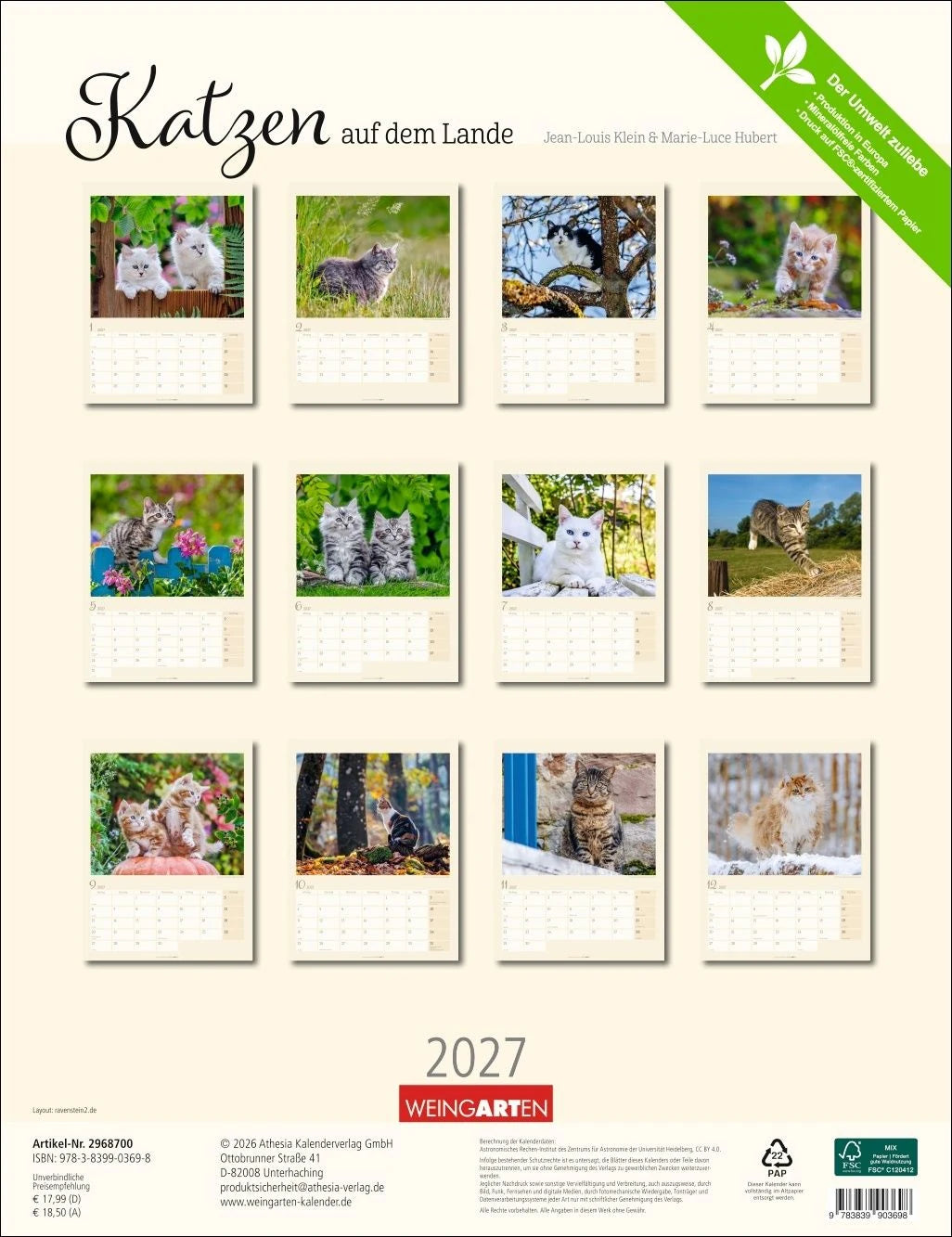 Katzen auf dem Lande Kalender 2027 – Ansicht