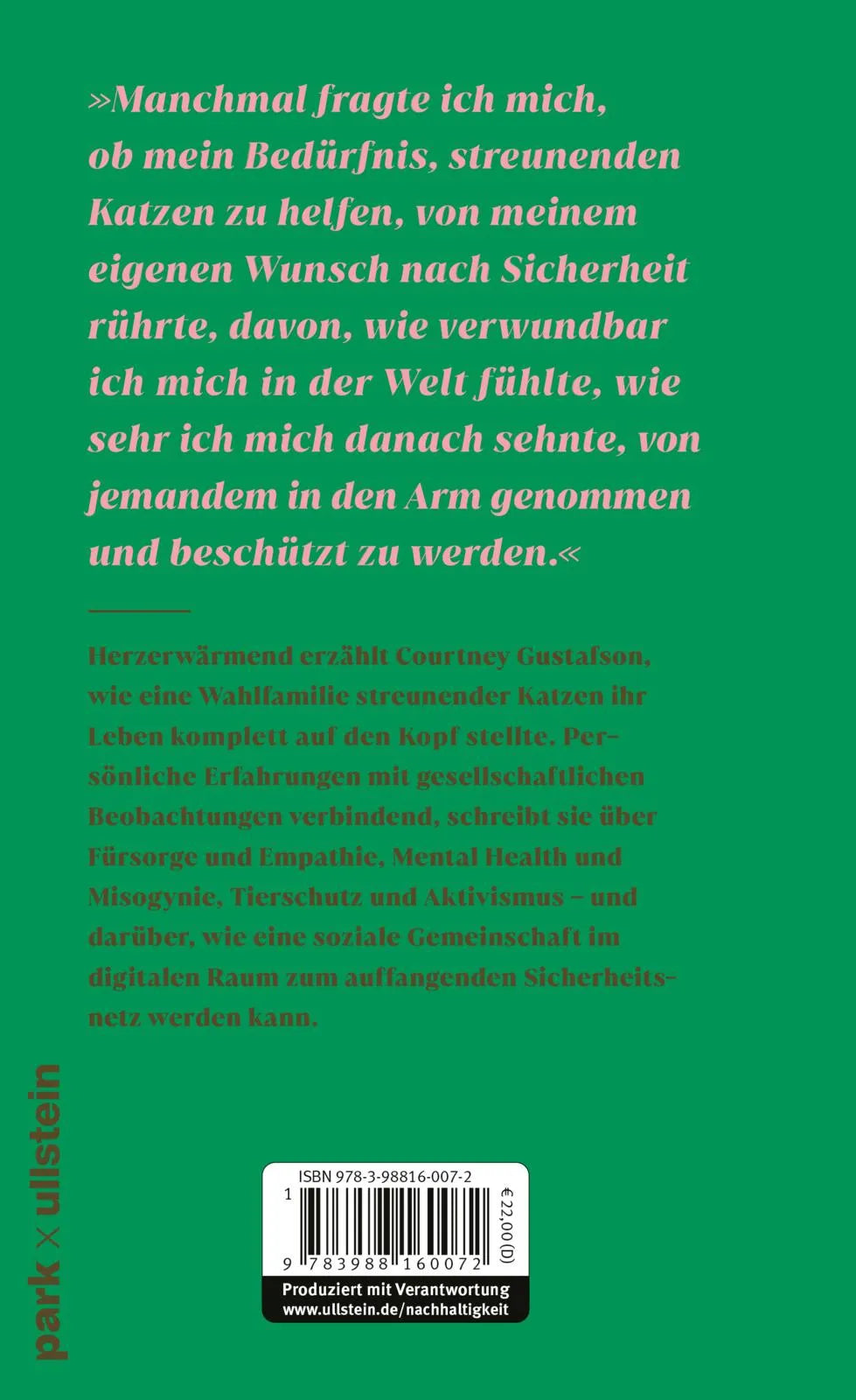 Buchrückseite von 'Katzen und Kapitalismus' mit Klappentext - Gebundene Ausgabe