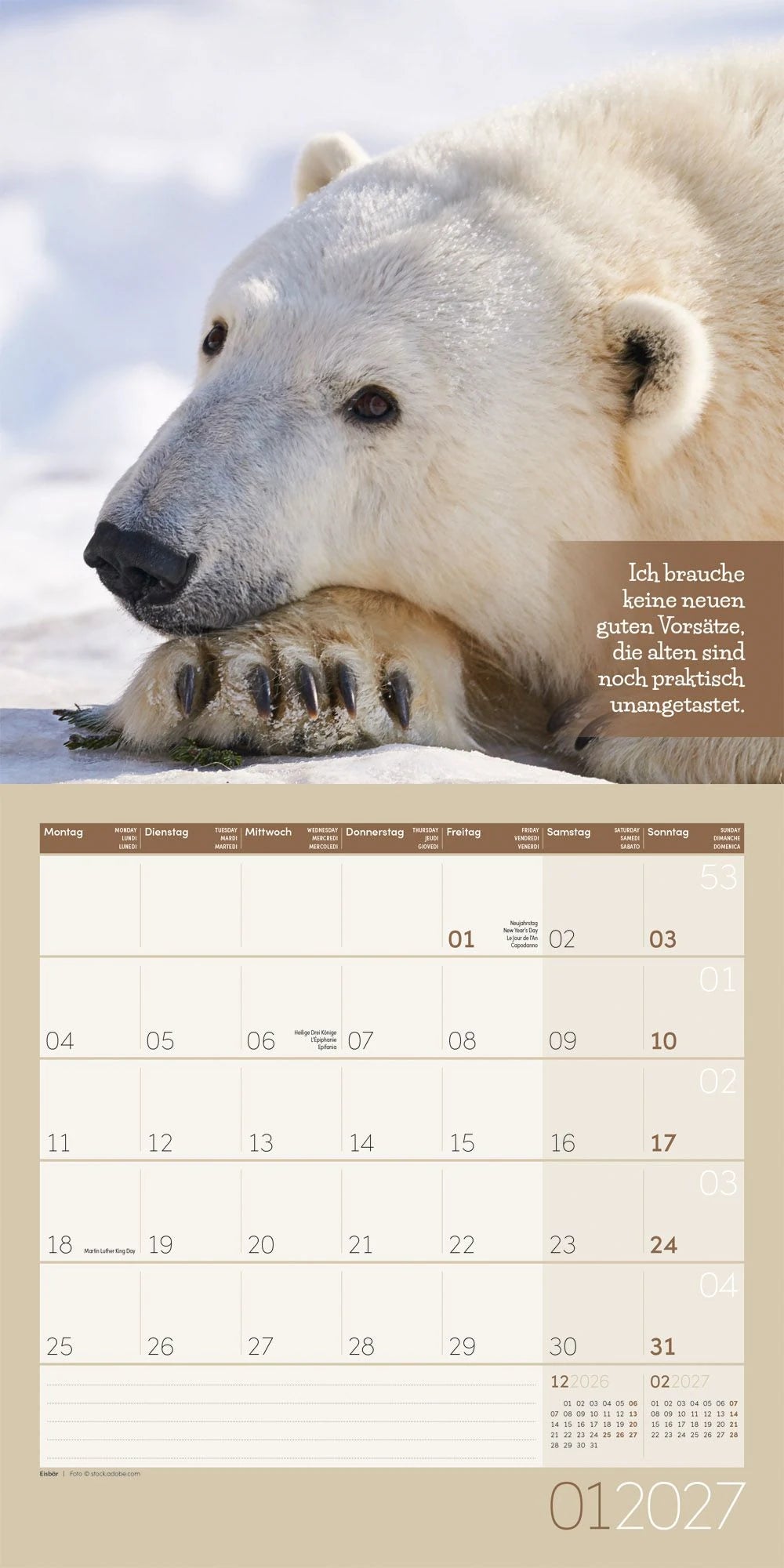 Keep Smiling Kalender 2027 - 30x30 - Art12 – Ansicht