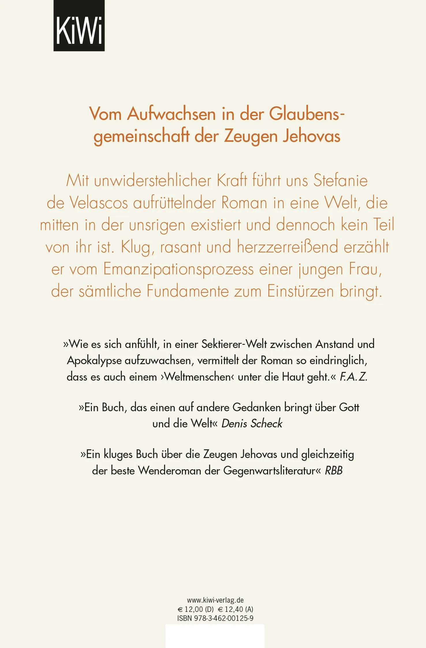 Buchrückseite von 'Kein Teil der Welt' mit Klappentext - Taschenbuch