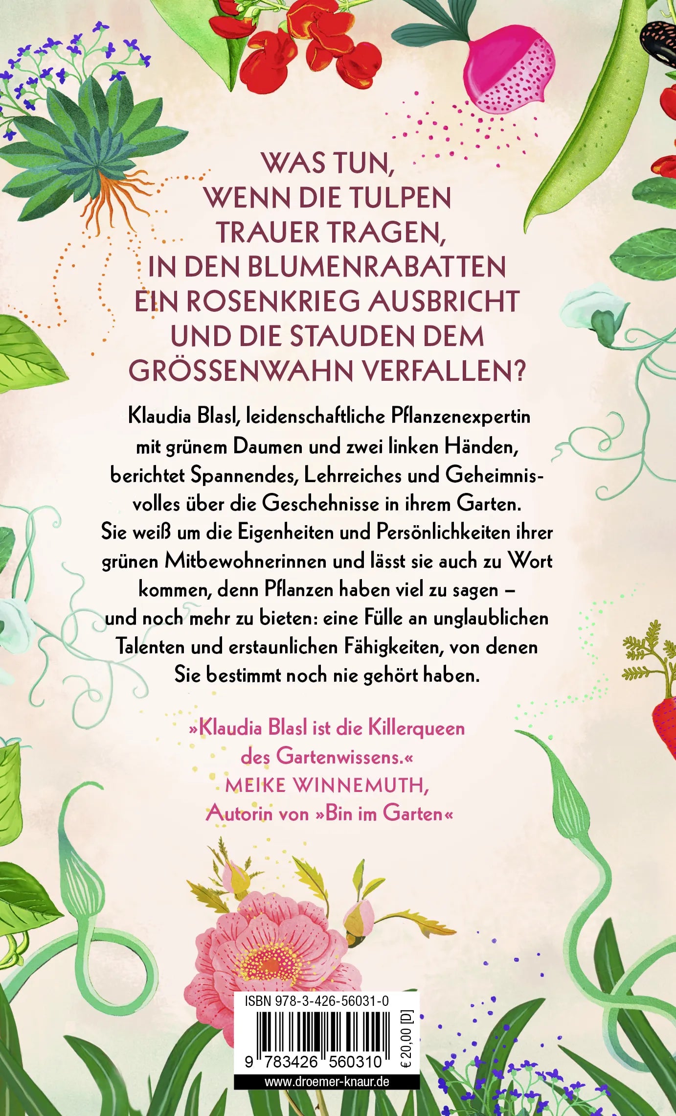 Buchrückseite von 'Keine Zeit, der Garten ruft' mit Klappentext - Gebundene Ausgabe
