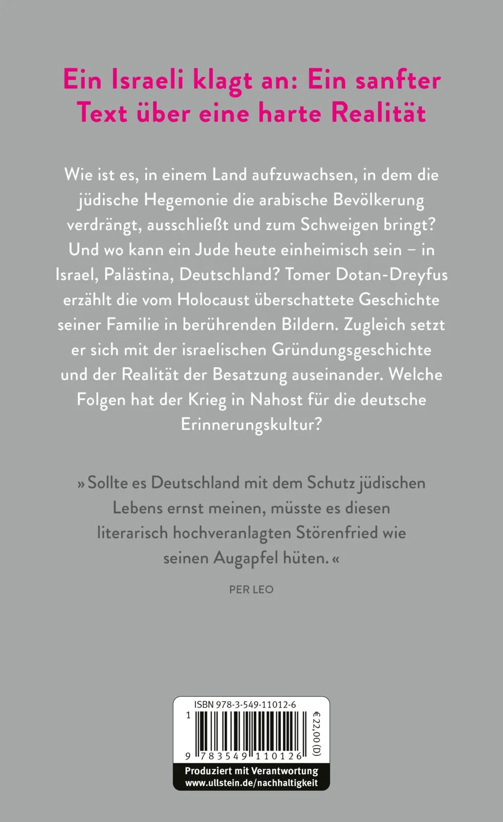 Buchrückseite von 'Keinheimisch' mit Klappentext - Gebundene Ausgabe