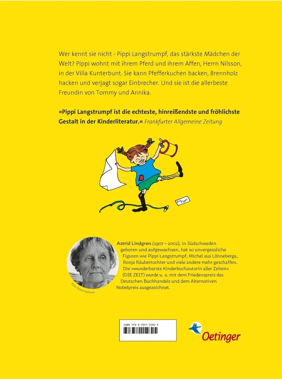 Buchrückseite von 'Kennst du Pippi Langstrumpf?' mit Klappentext - Gebundene Ausgabe