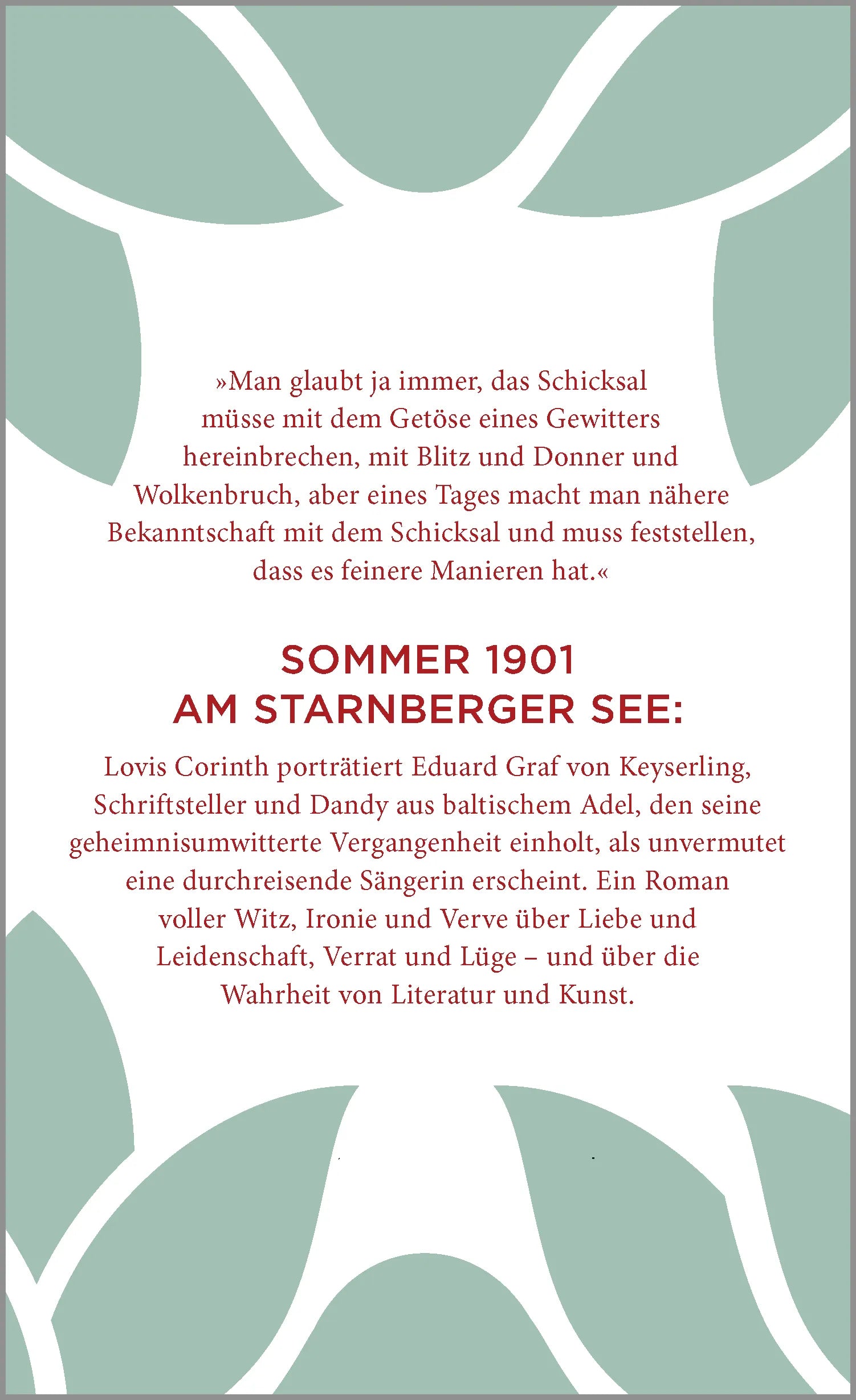 Buchrückseite von 'Keyserlings Geheimnis' mit Klappentext - Gebundene Ausgabe