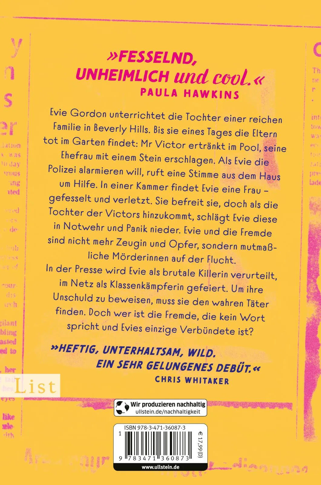 Buchrückseite von 'Killer Potential' mit Klappentext - Paperback