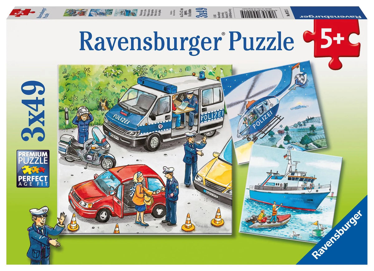 Kinderpuzzle: Kinderpuzzle 3x49 Teile - Polizeieinsatz