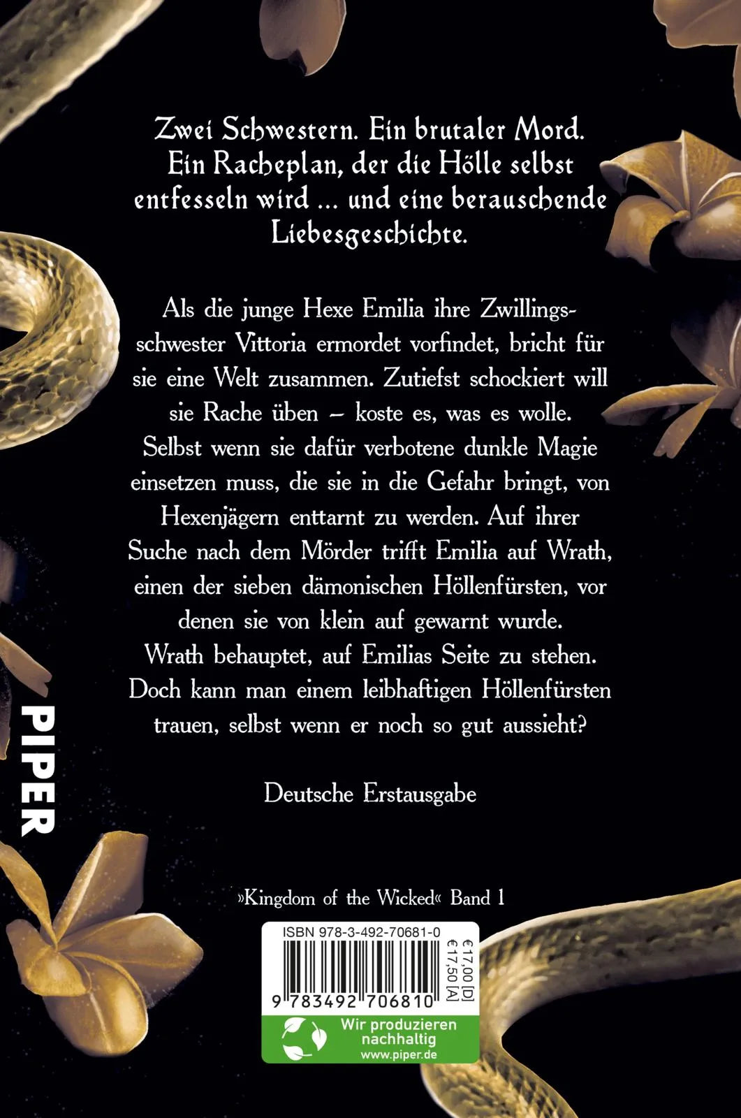 Buchrückseite von 'Kingdom of the Wicked – Der Fürst des Zorns' mit Klappentext - Paperback