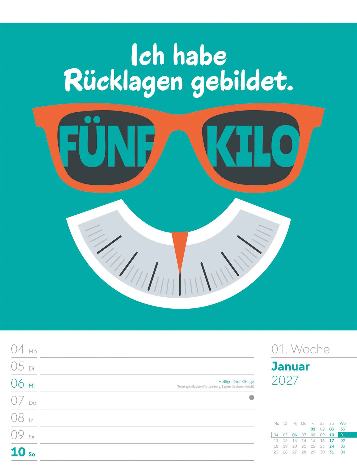 Klartext Sprüchekalender Wochenplaner 2027 – Ansicht
