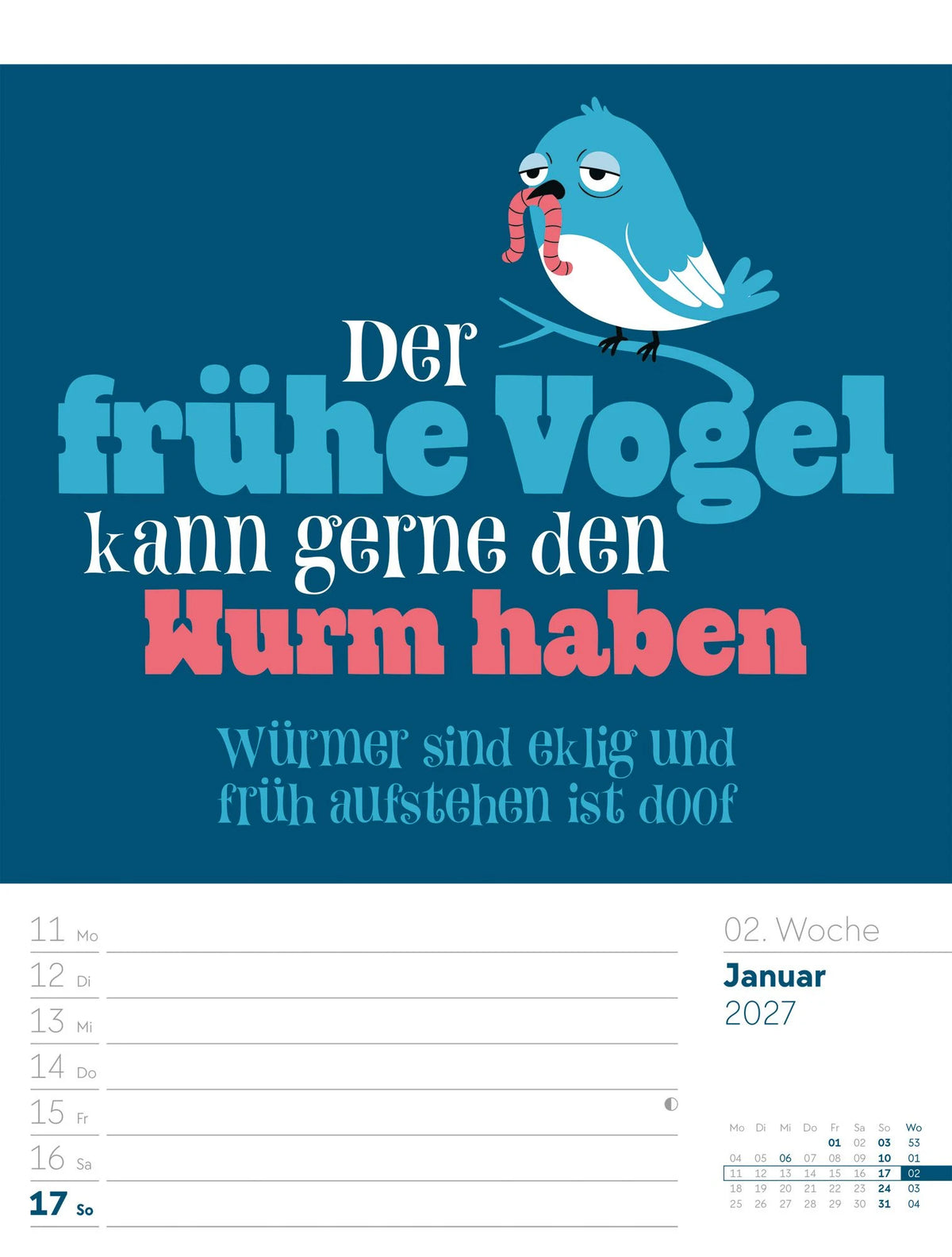 Klartext Sprüchekalender Wochenplaner 2027 – Ansicht