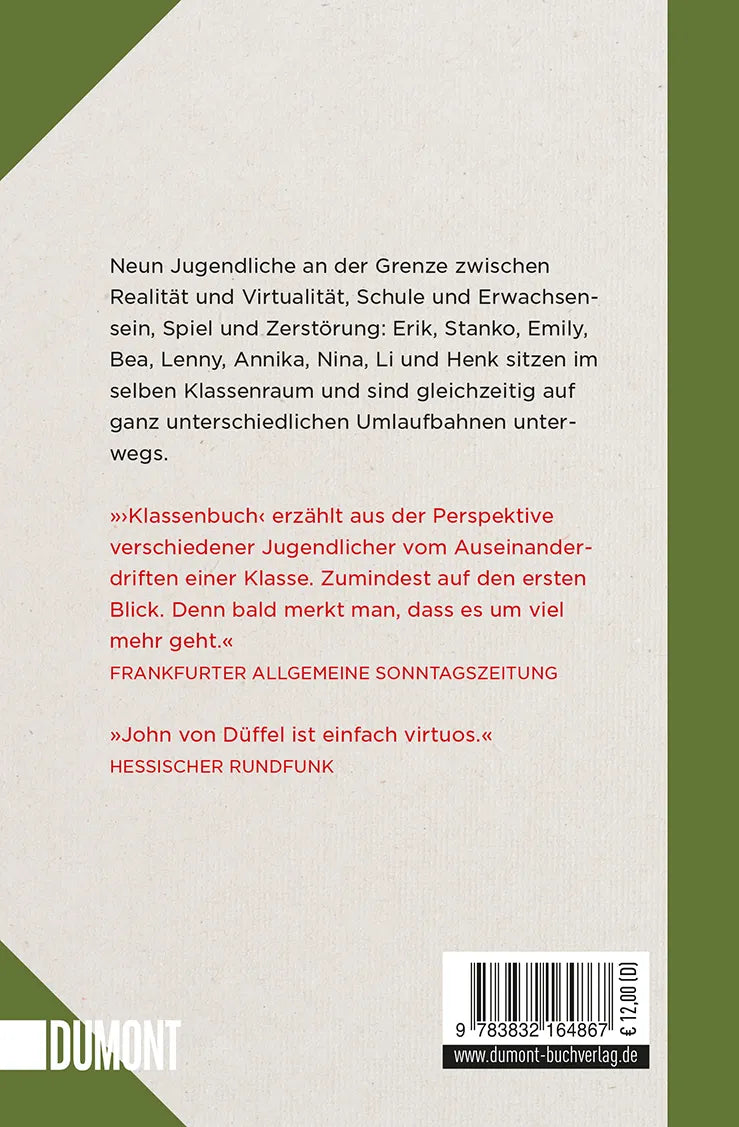 Buchrückseite von 'Klassenbuch' mit Klappentext - Taschenbuch